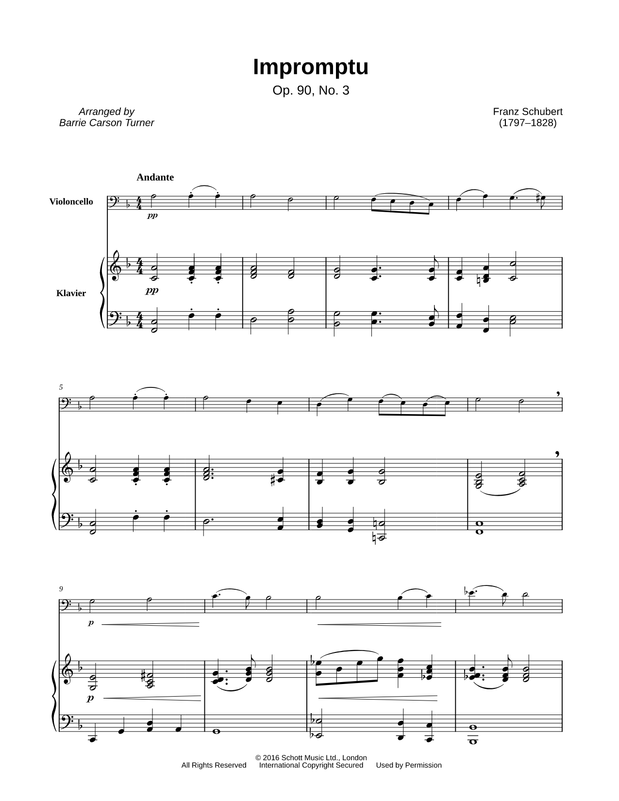 Impromptu No. 3 in Gb Major - Cello & Piano