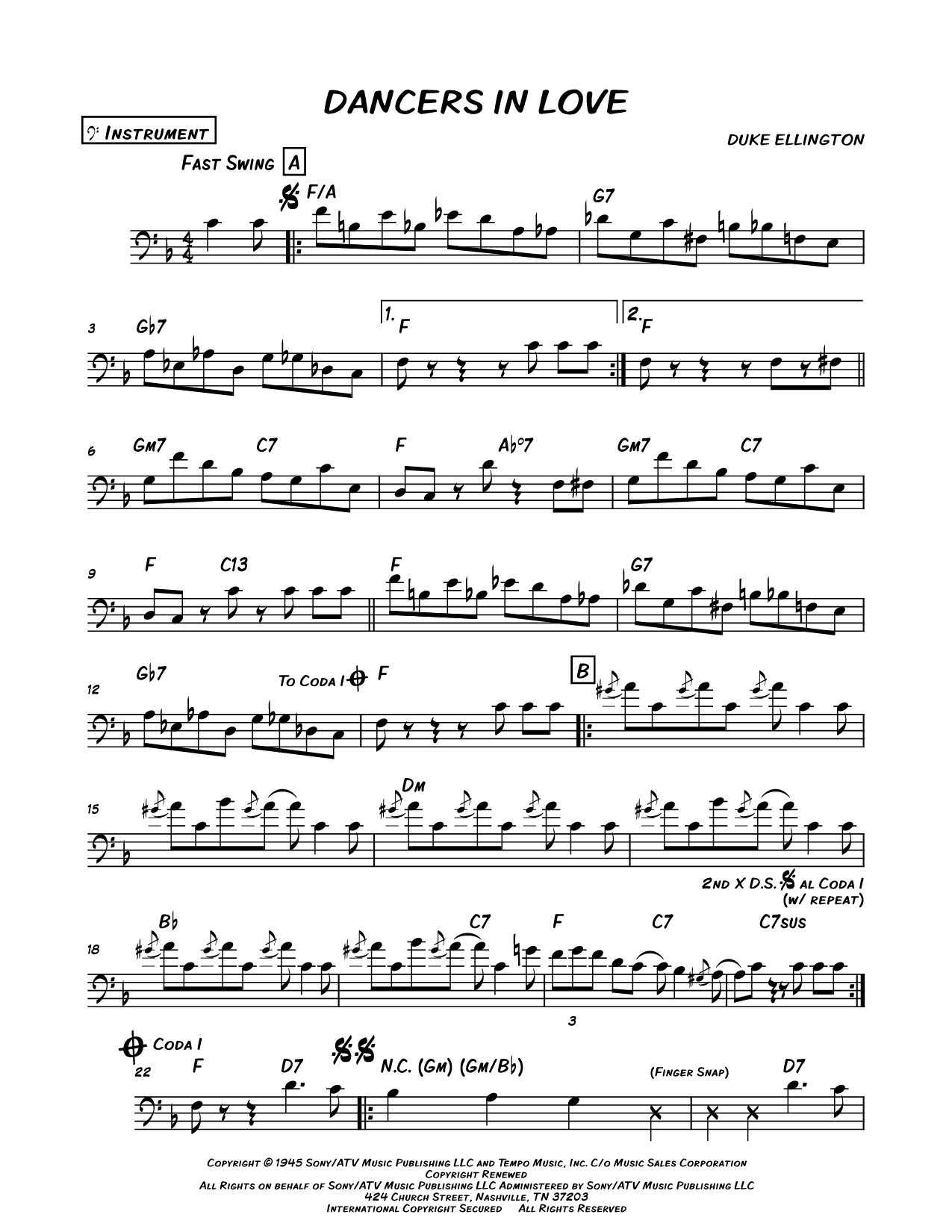Dancers in Love - Bass Clef Instrument