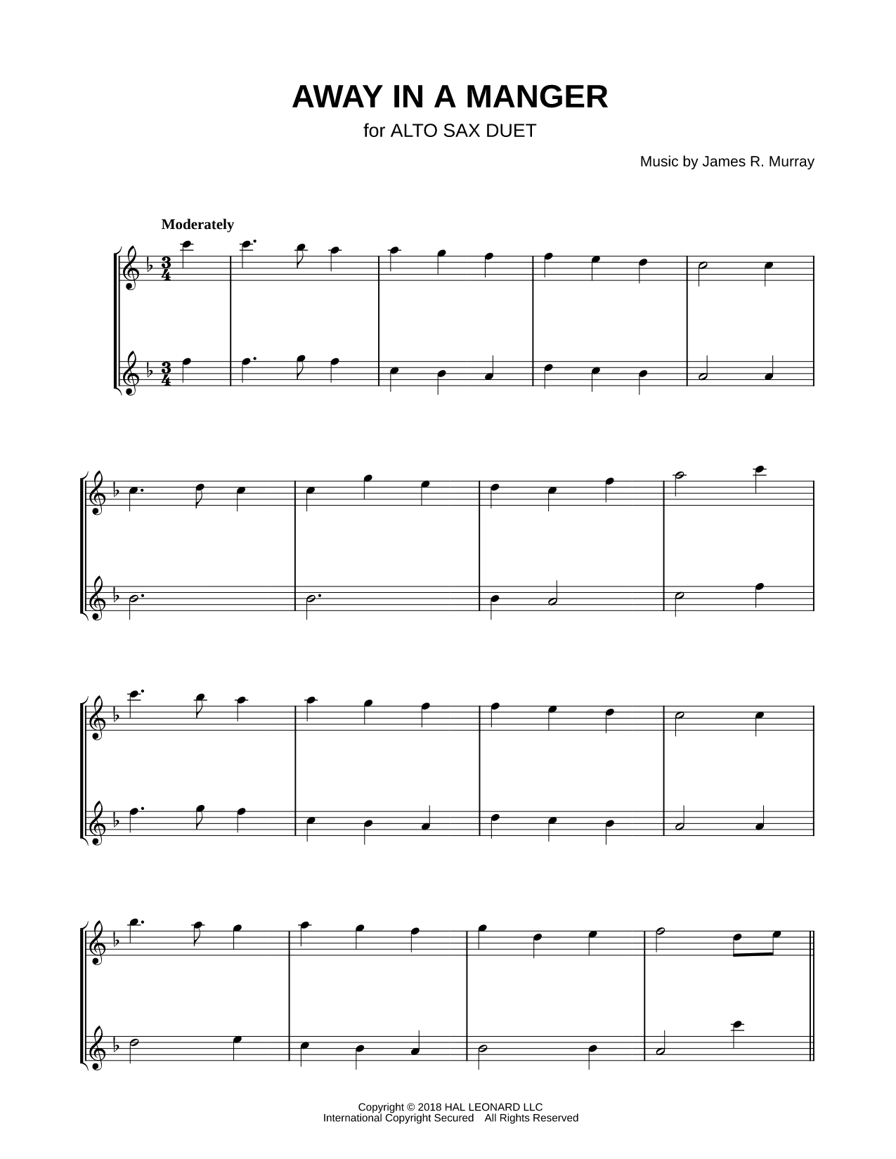 Away in a Manger - Alto Saxophone Duet