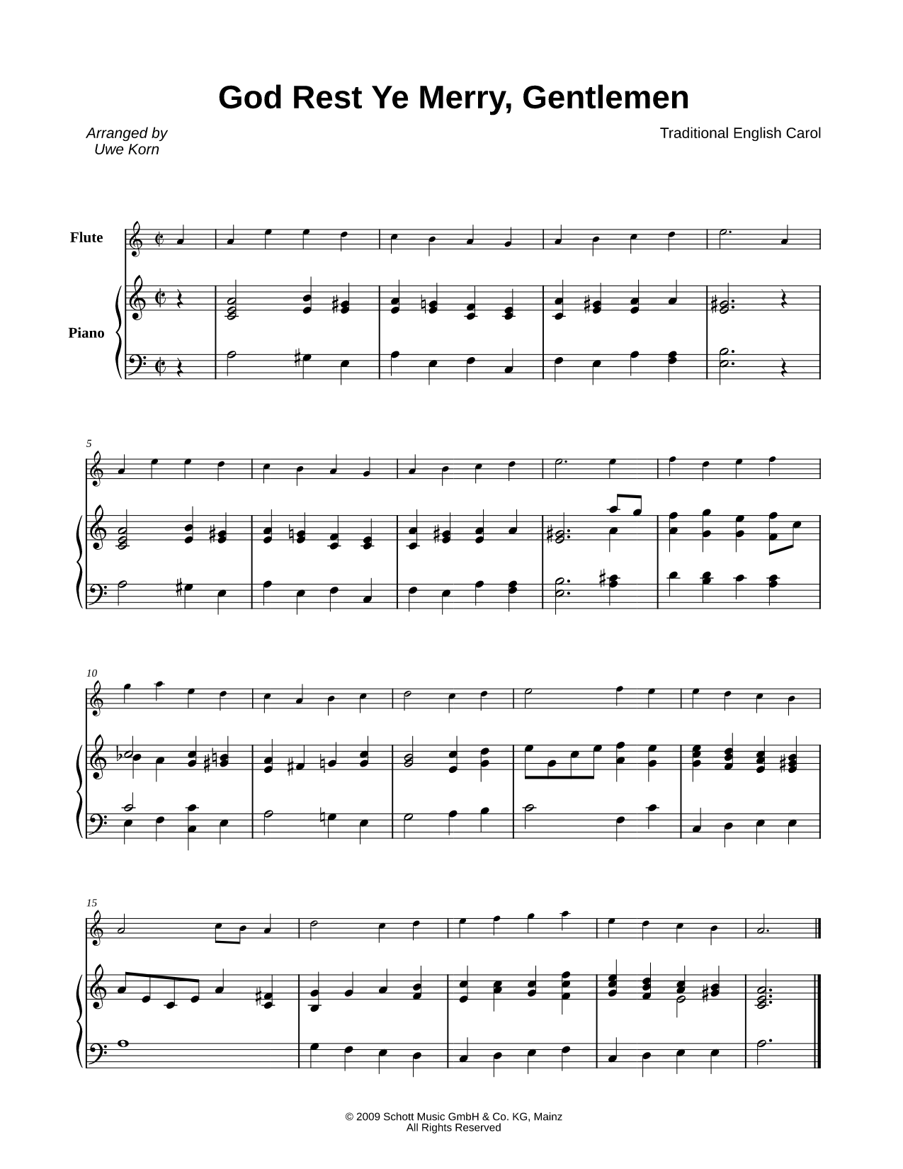 God Rest Ye Merry, Gentlemen - Flute & Piano