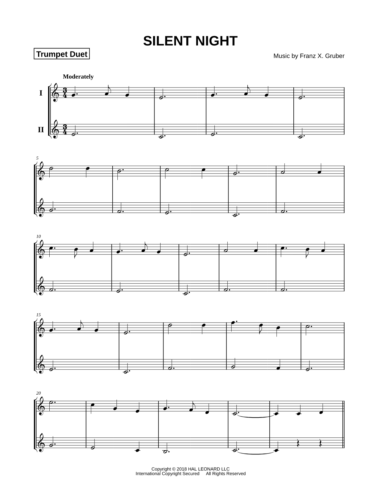 Silent Night - Trumpet Duet
