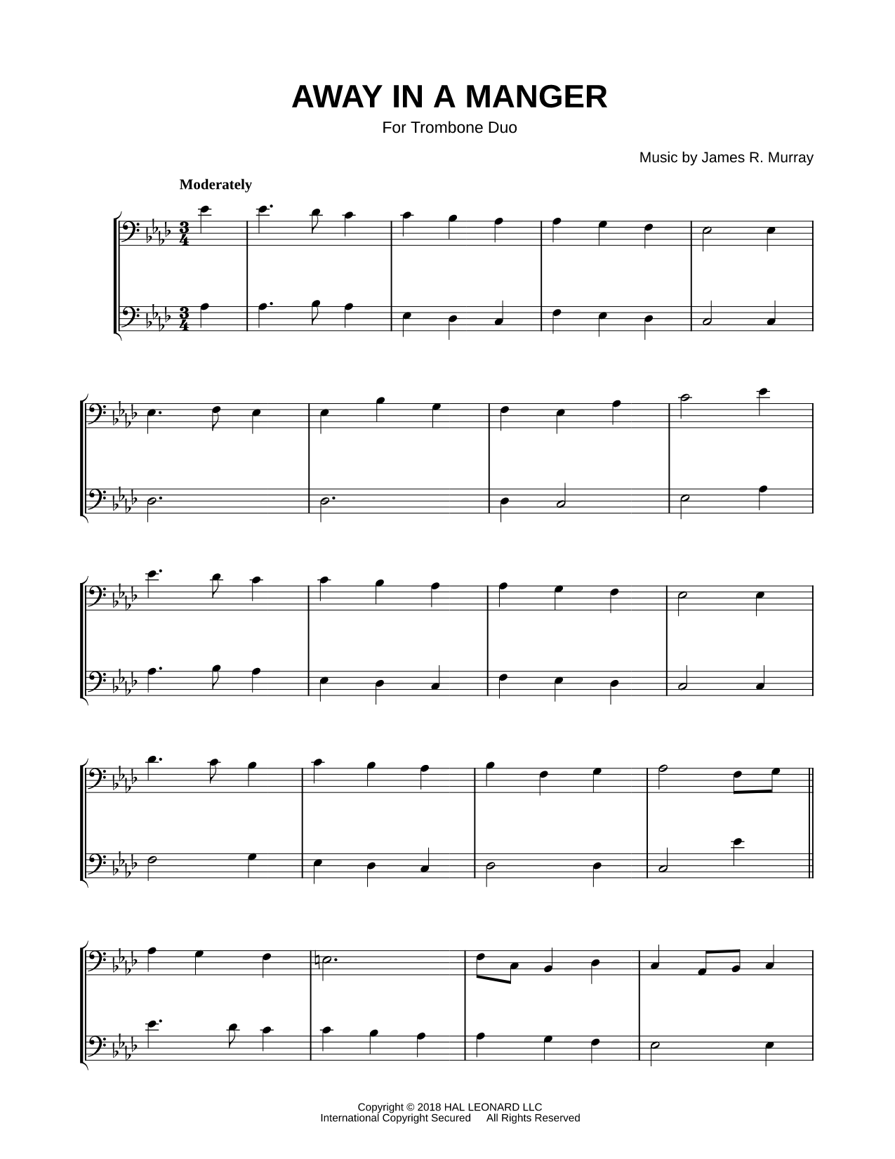 Away in a Manger - Trombone Duet