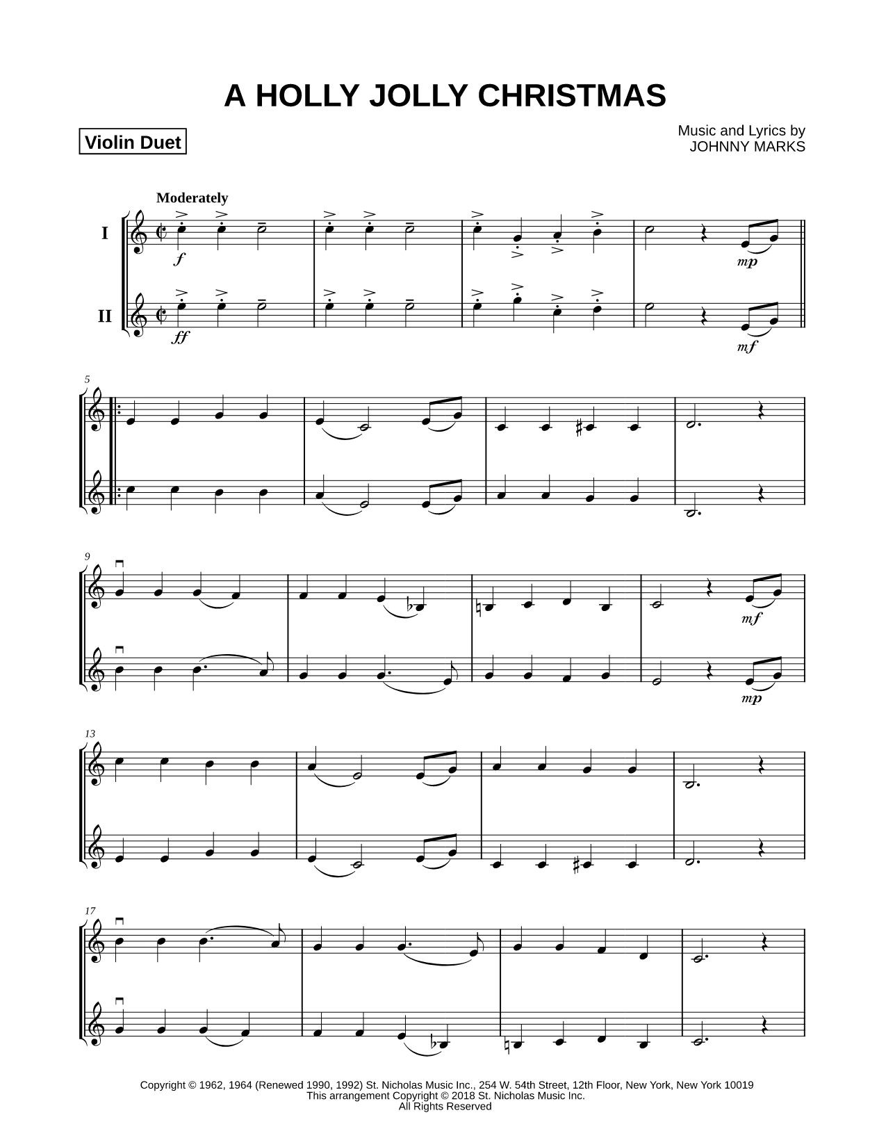 A Holly Jolly Christmas - Violin Duet