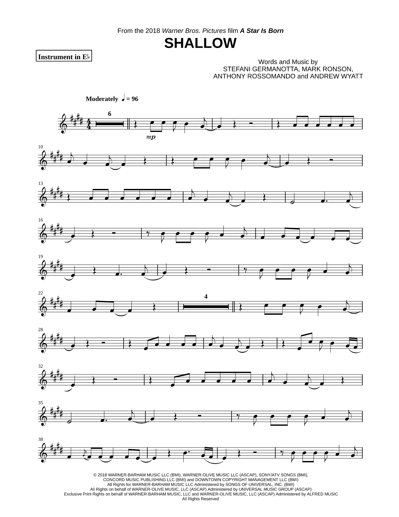 Shallow - Eb Instrument