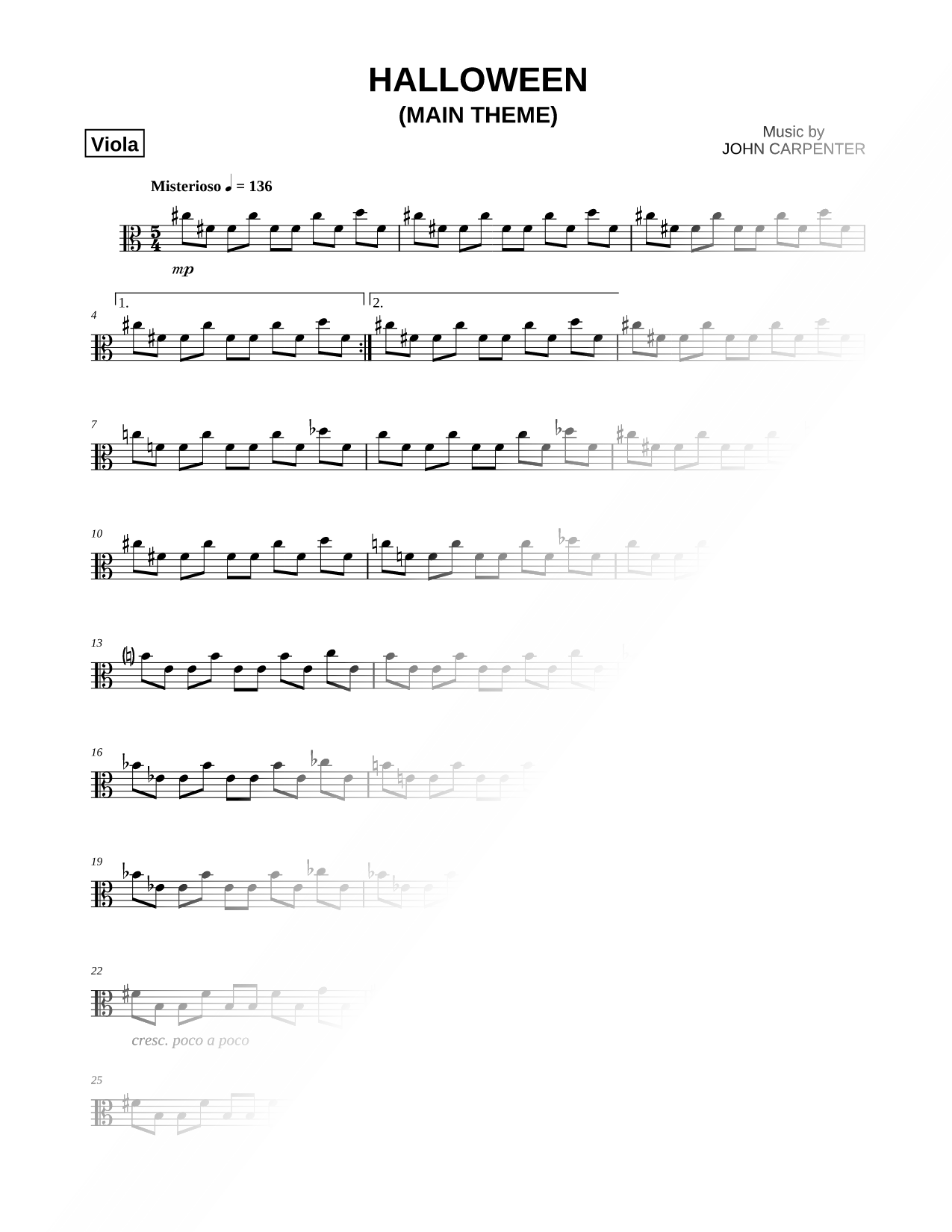 Halloween (Main Theme) - Viola