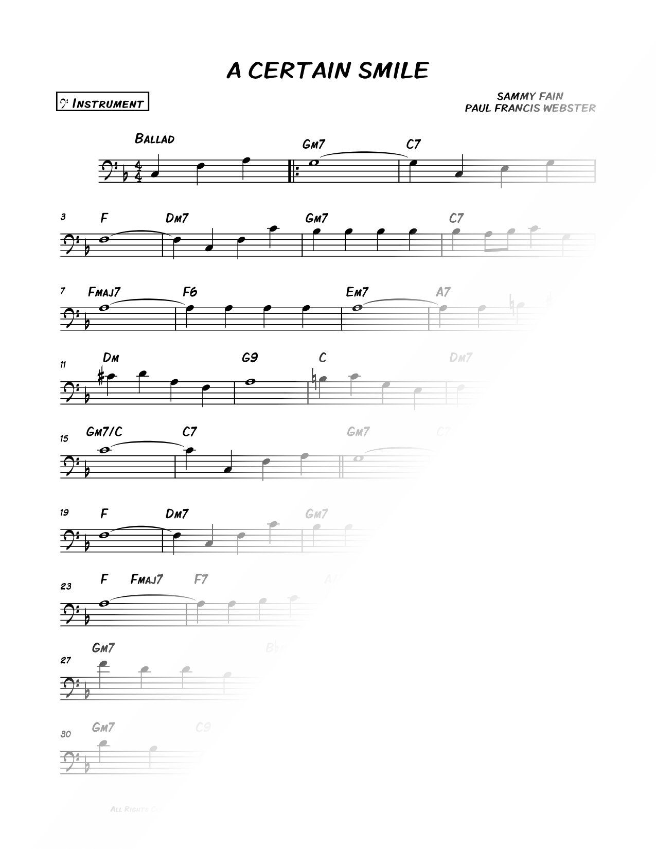 A Certain Smile - Bass Clef Instrument