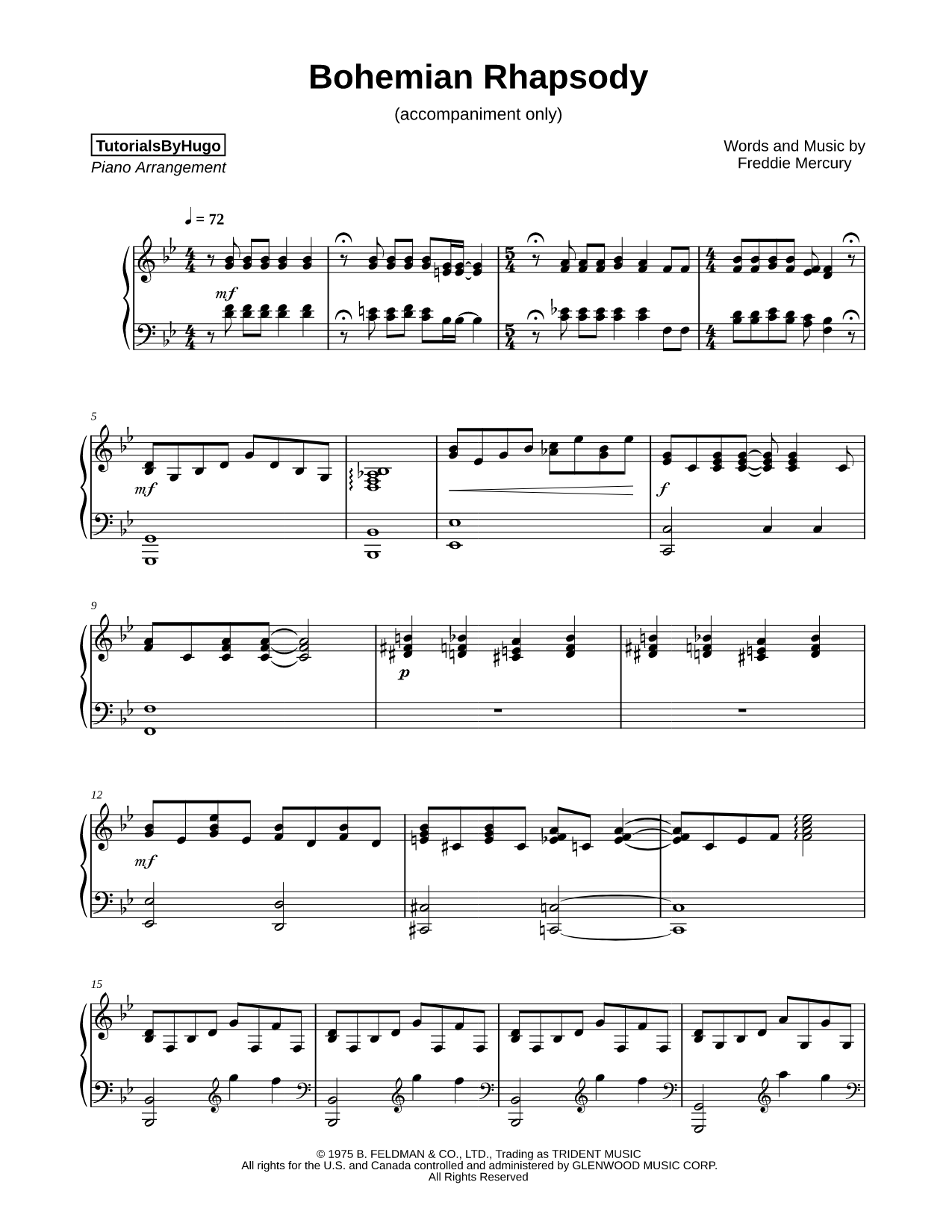 Bohemian Rhapsody [accompaniment only]