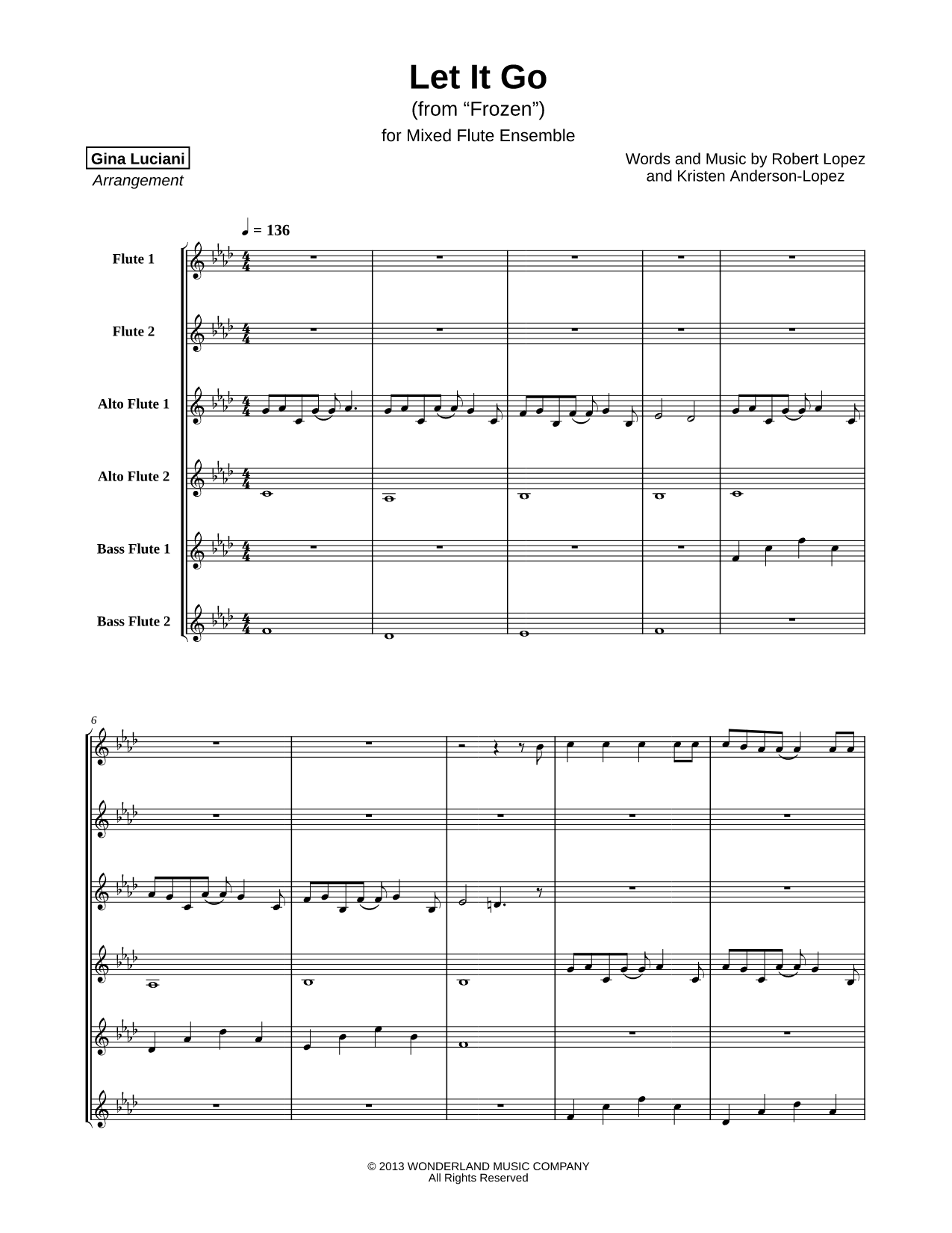 Let It Go (from Frozen) - Mixed Flute Ensemble