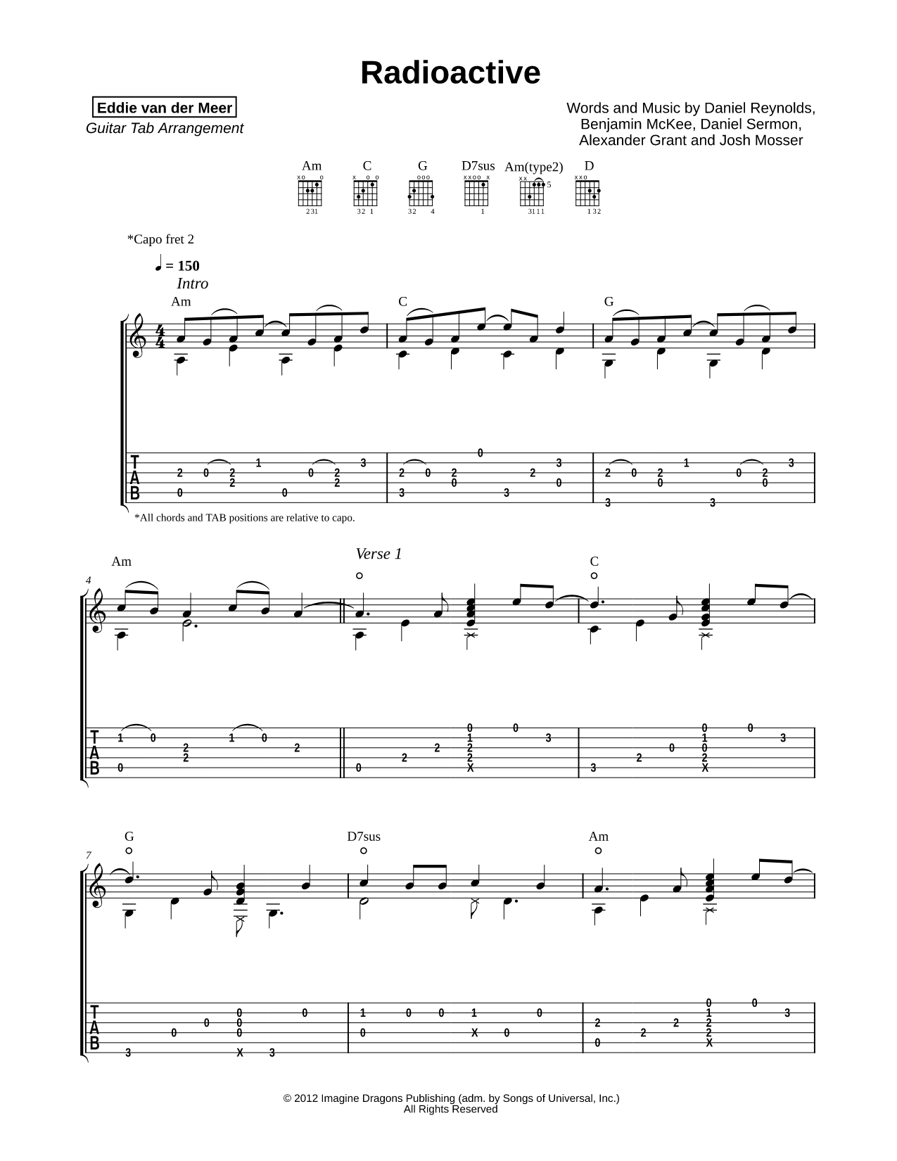 Radioactive Sheet Music — Guitar Tab