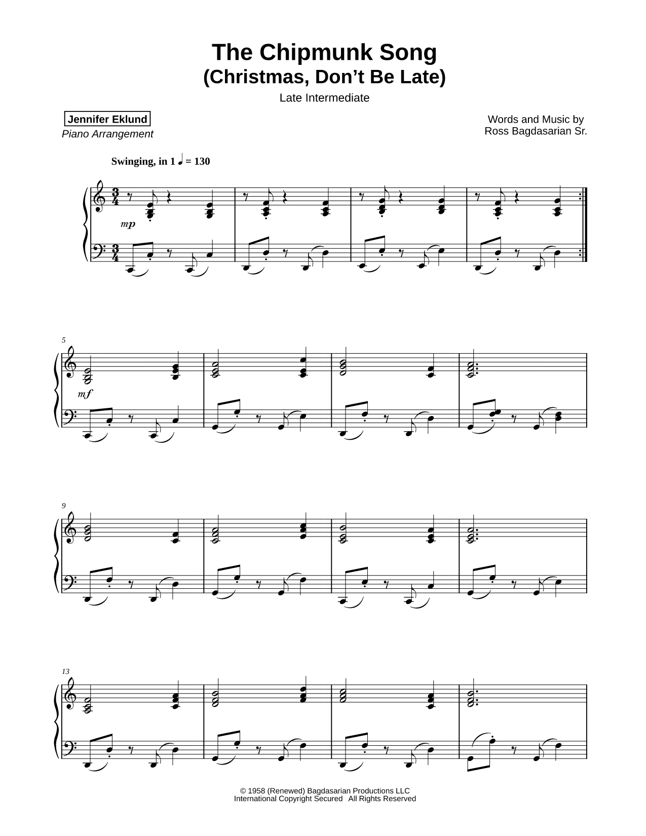 The Chipmunk Song [late intermediate]