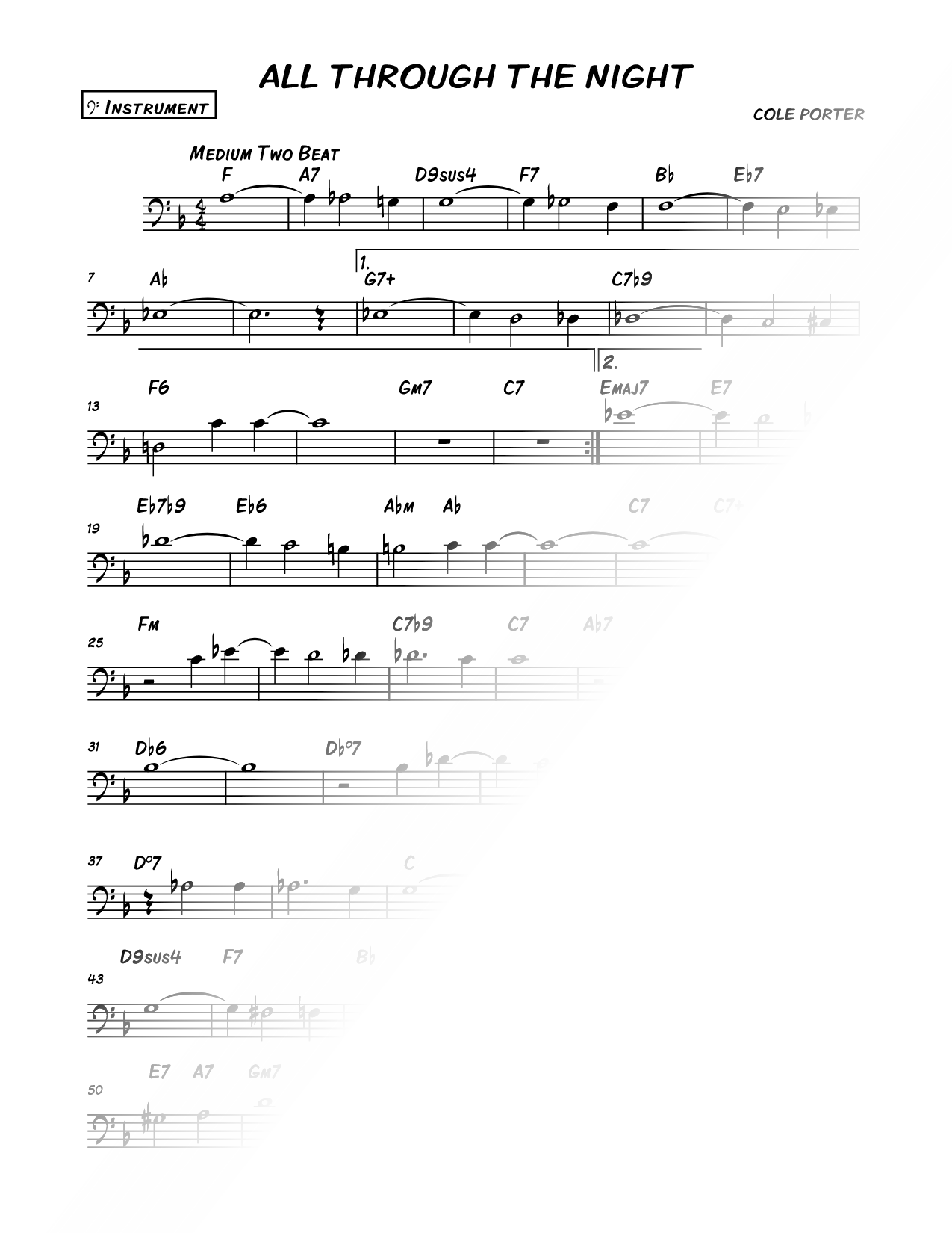 All Through the Night - Bass Clef Instrument