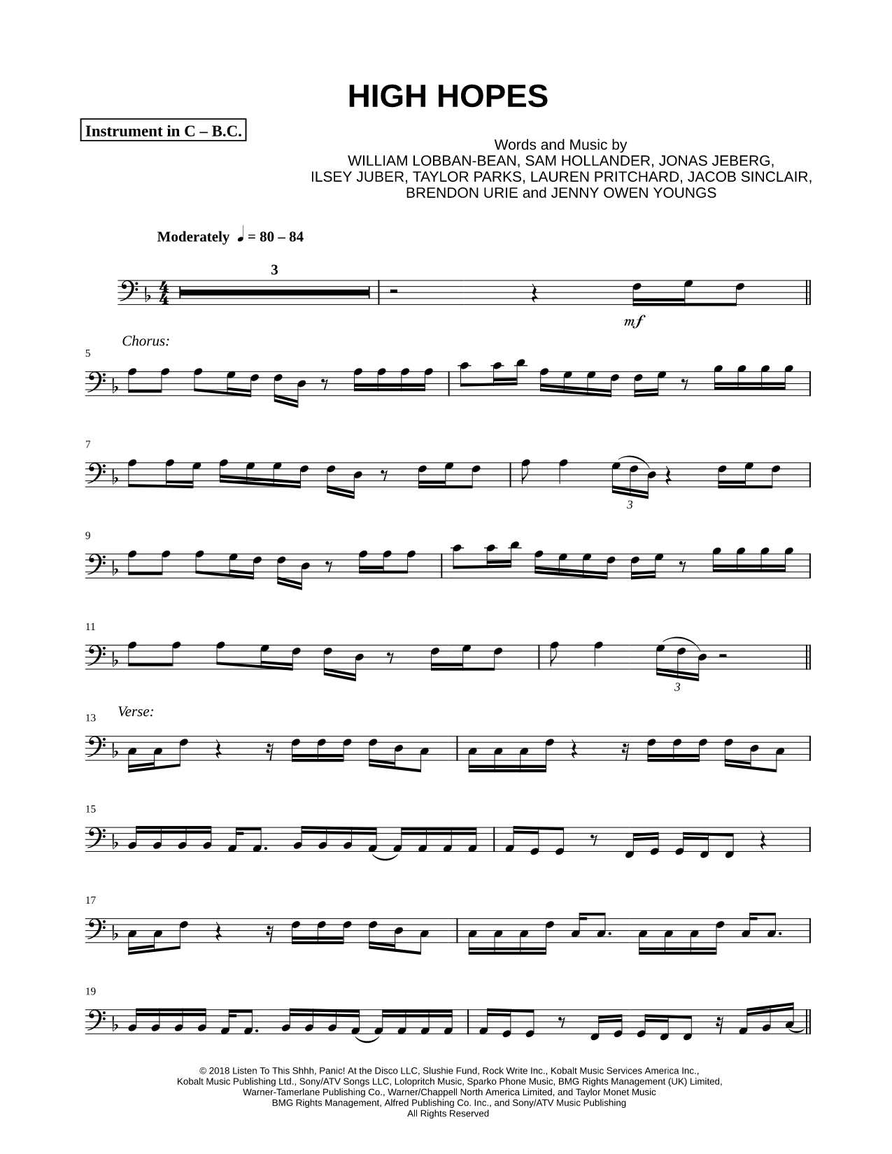 High Hopes - Bass Clef Instrument