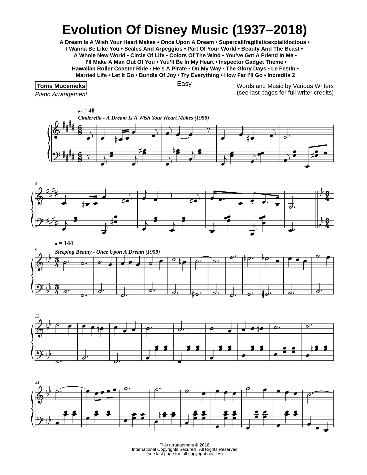 Evolution of Disney Music (1937-2018) [easy]