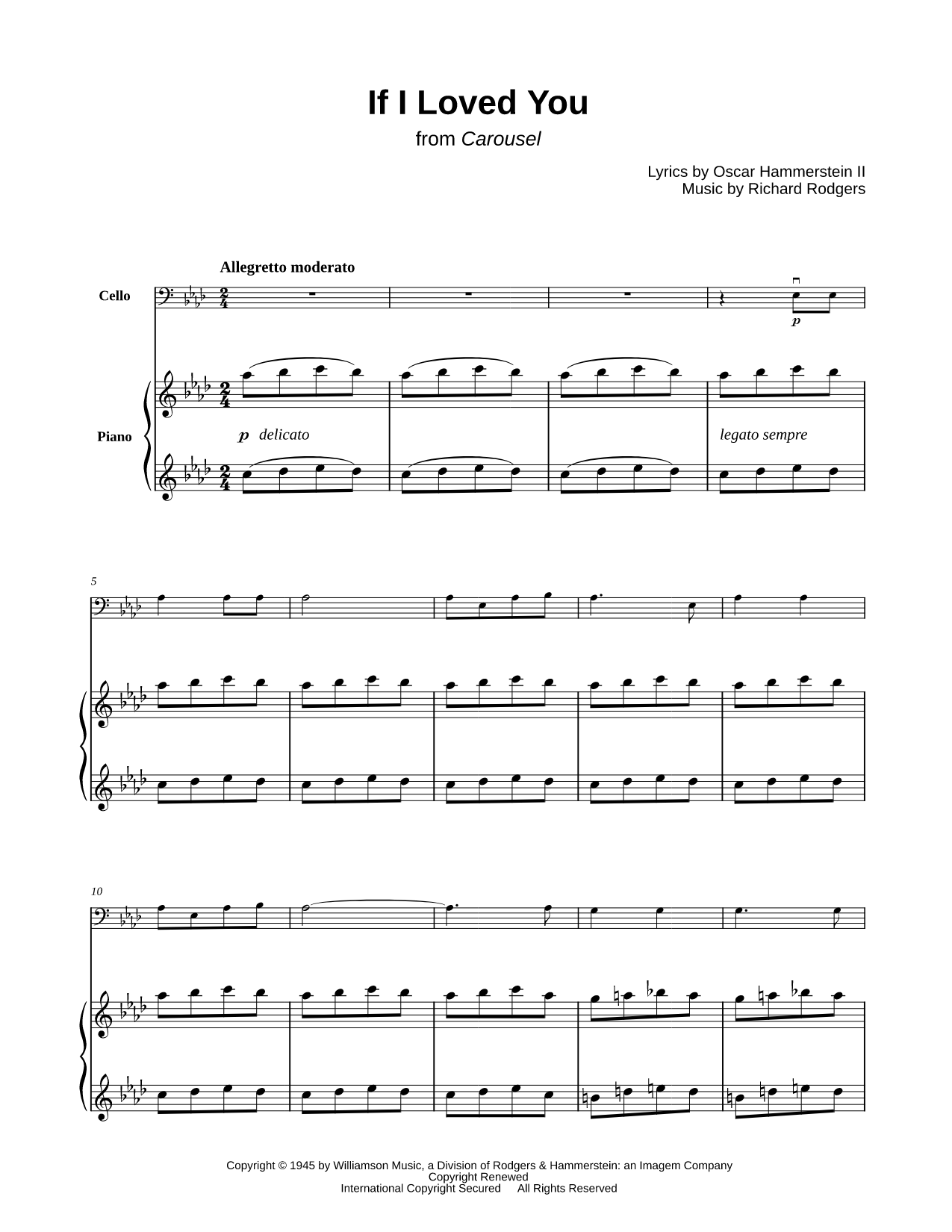If I Loved You - Cello & Piano