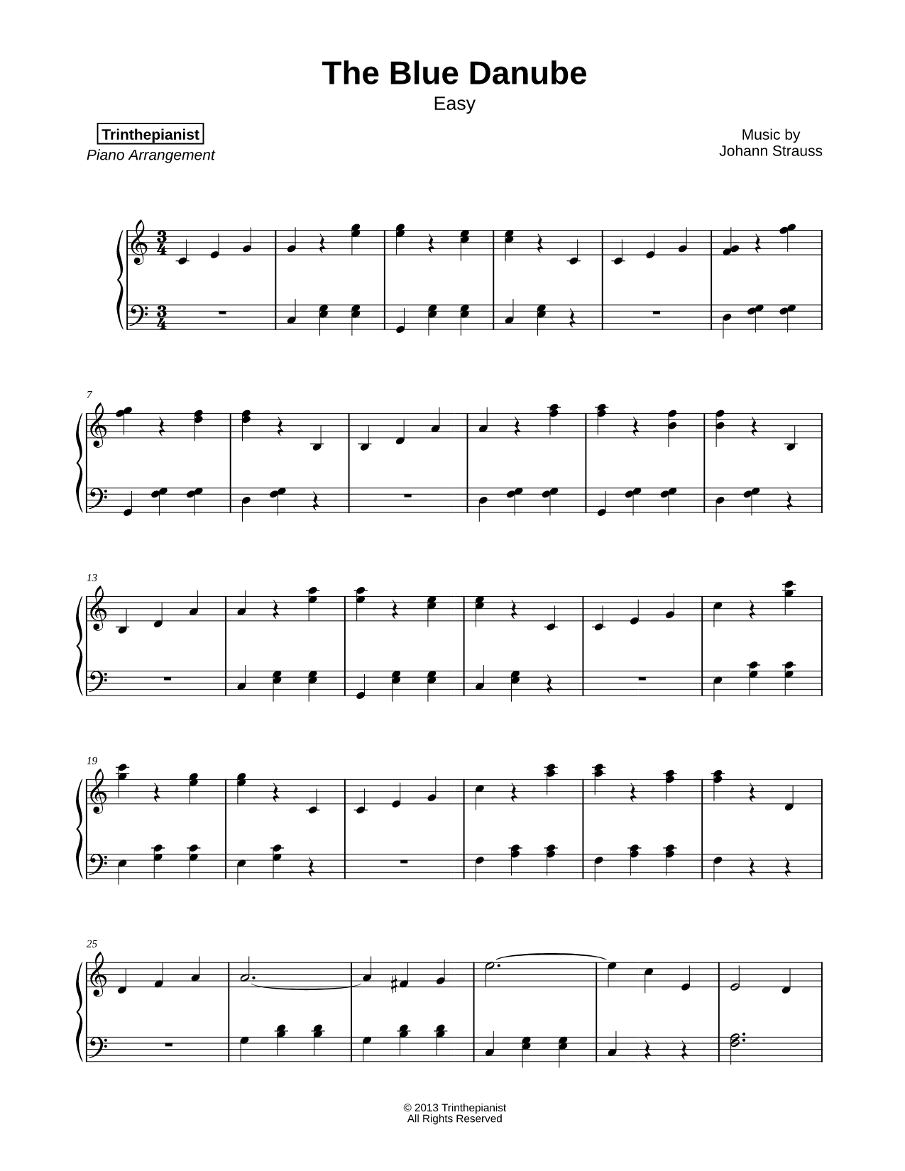 The Blue Danube Waltz No. 1 [easy]