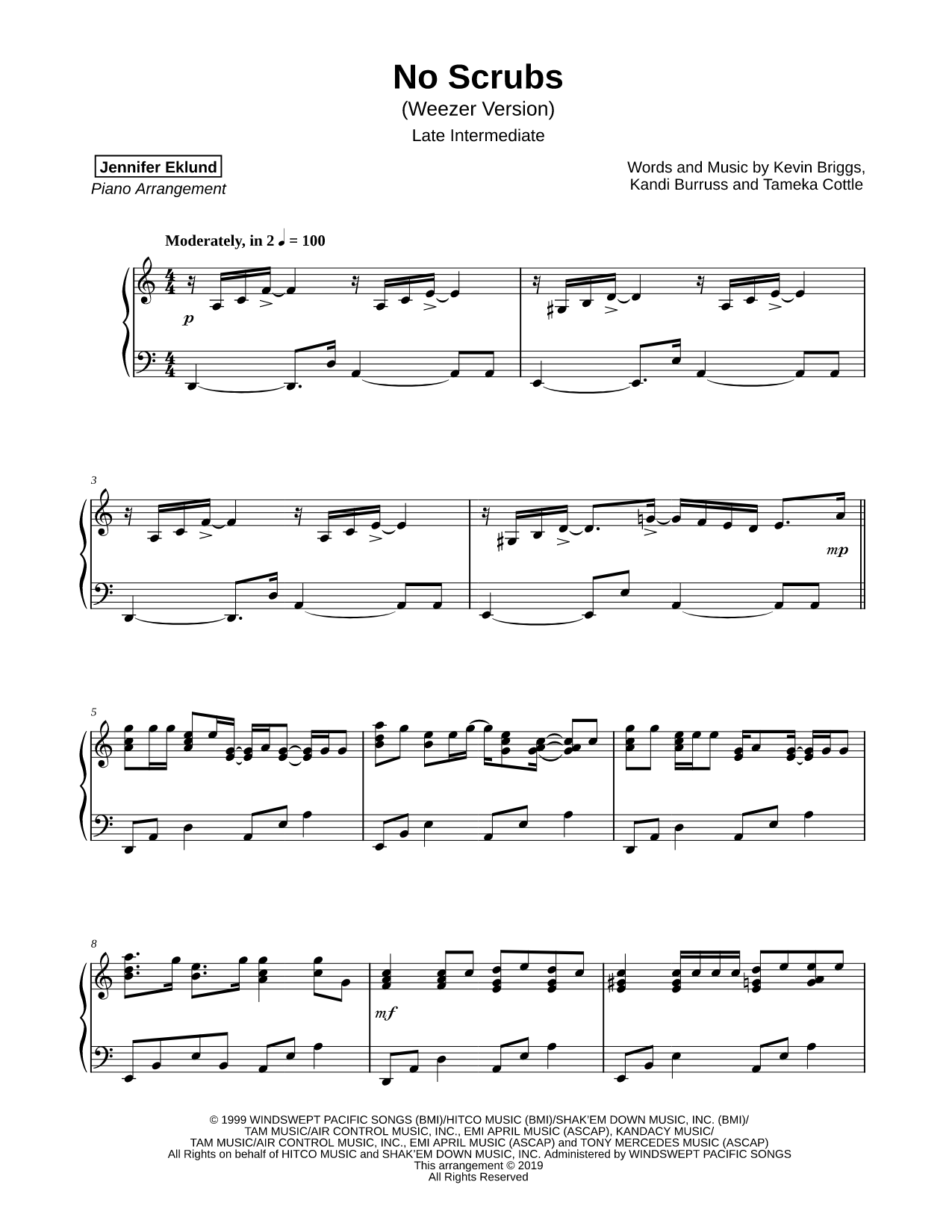 No Scrubs (Weezer Version) [late intermediate]