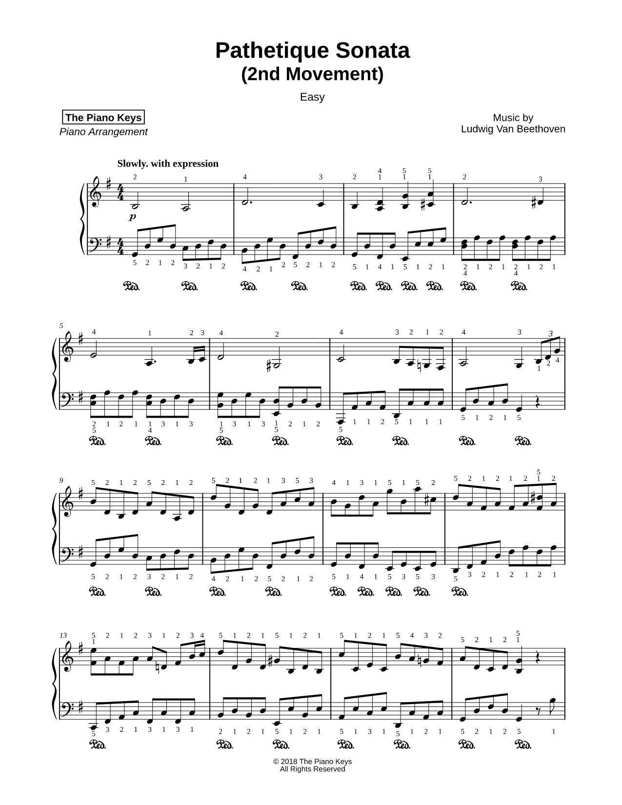 Pathetique Sonata (2nd Movement) [easy]