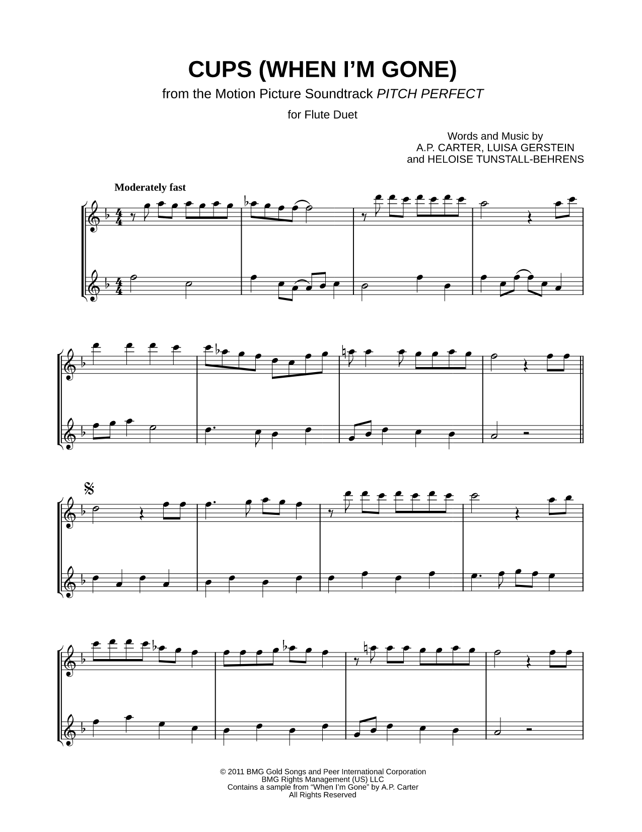 Cups (You're Gonna Miss Me) - Flute Duet