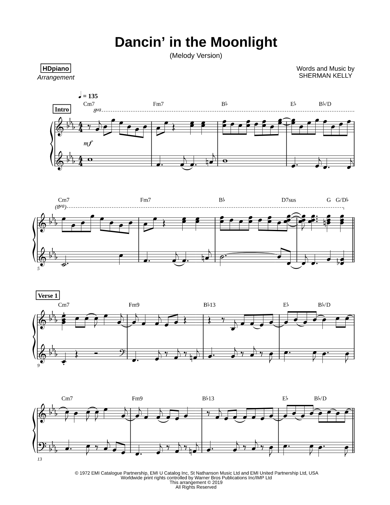 Dancing in the Moonlight [melody version]