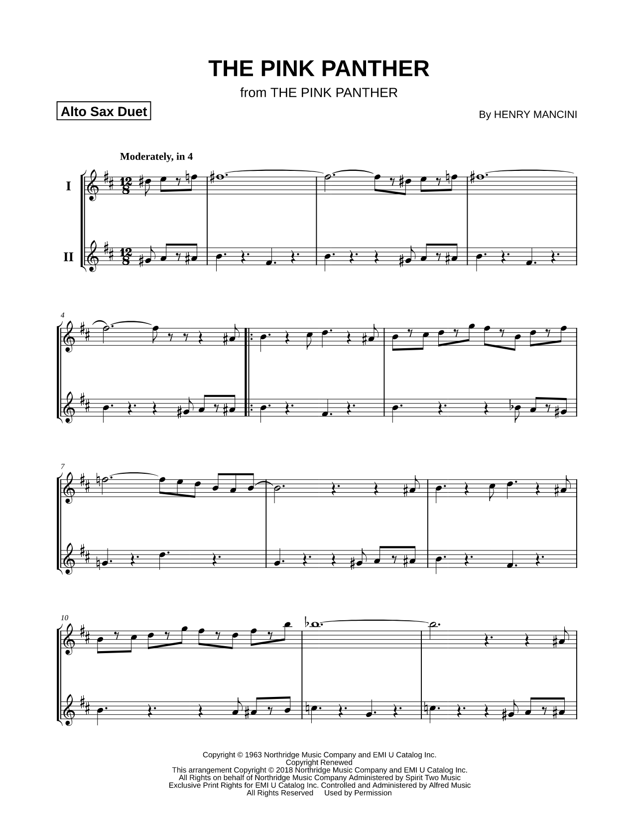 The Pink Panther - Alto Saxophone Duet
