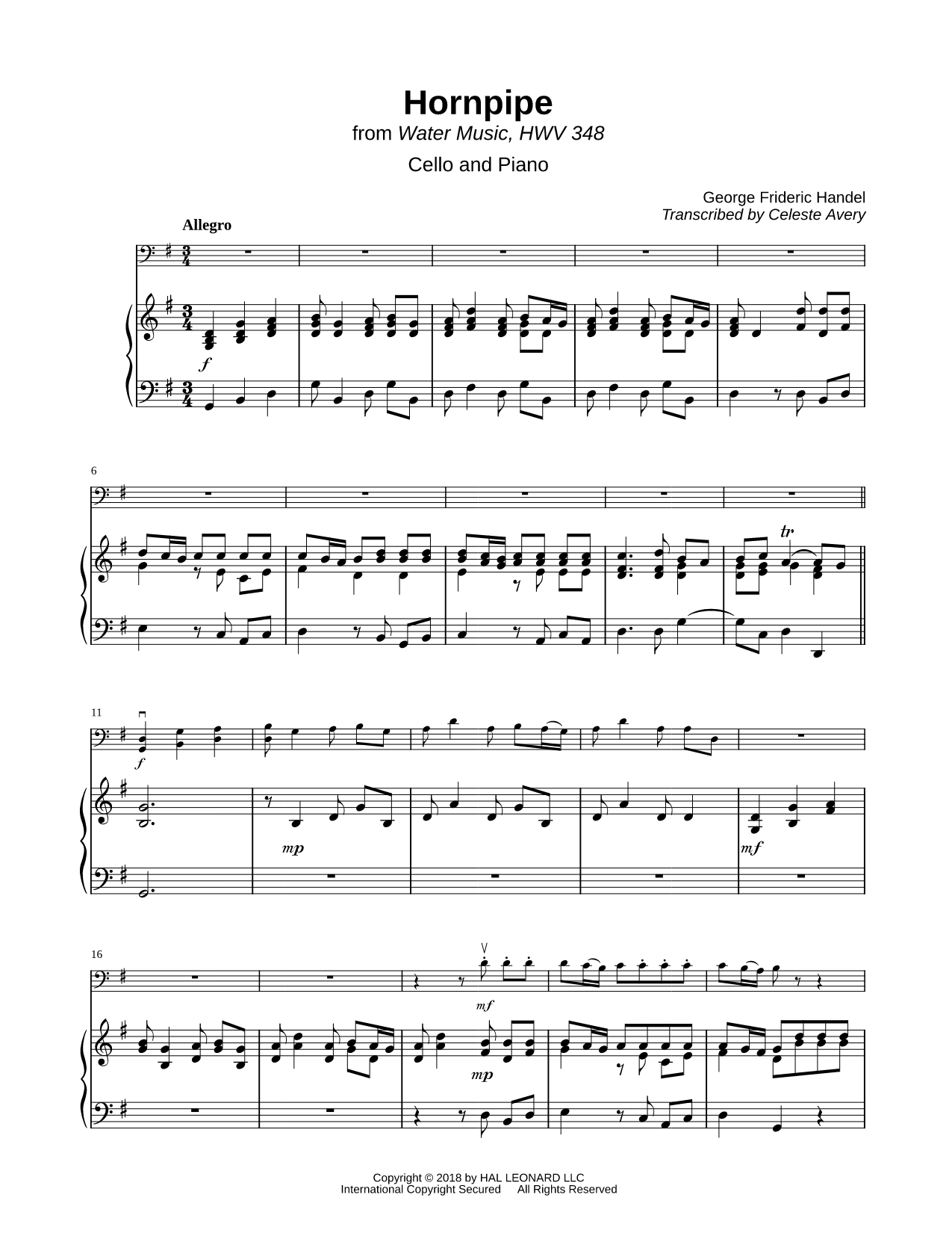 Alla Hornpipe - Cello & Piano