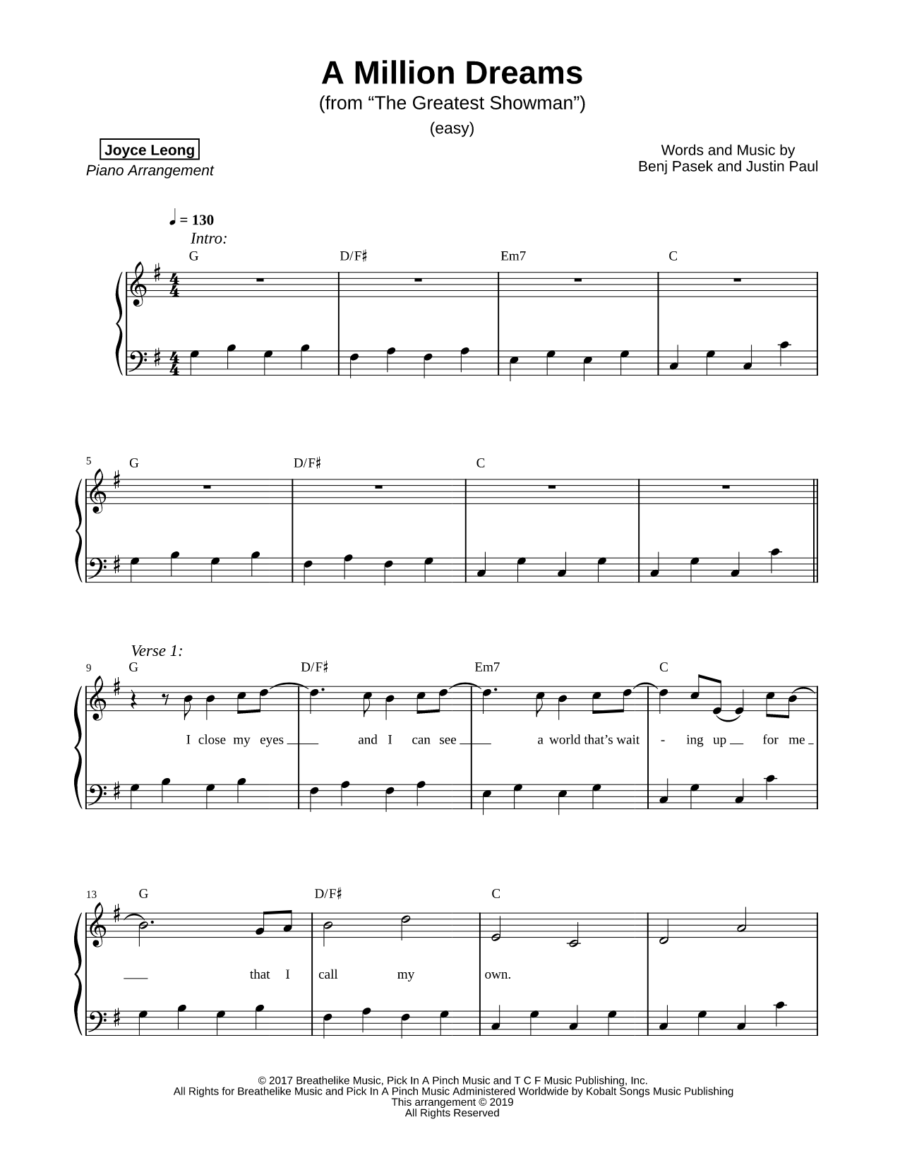 A Million Dreams [easy]