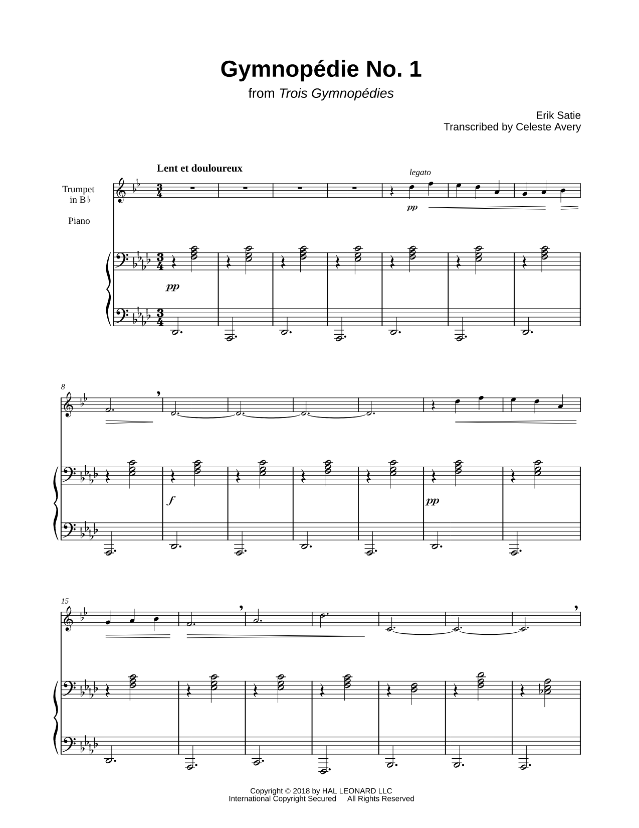 Gymnopédie No. 1 - Trumpet & Piano