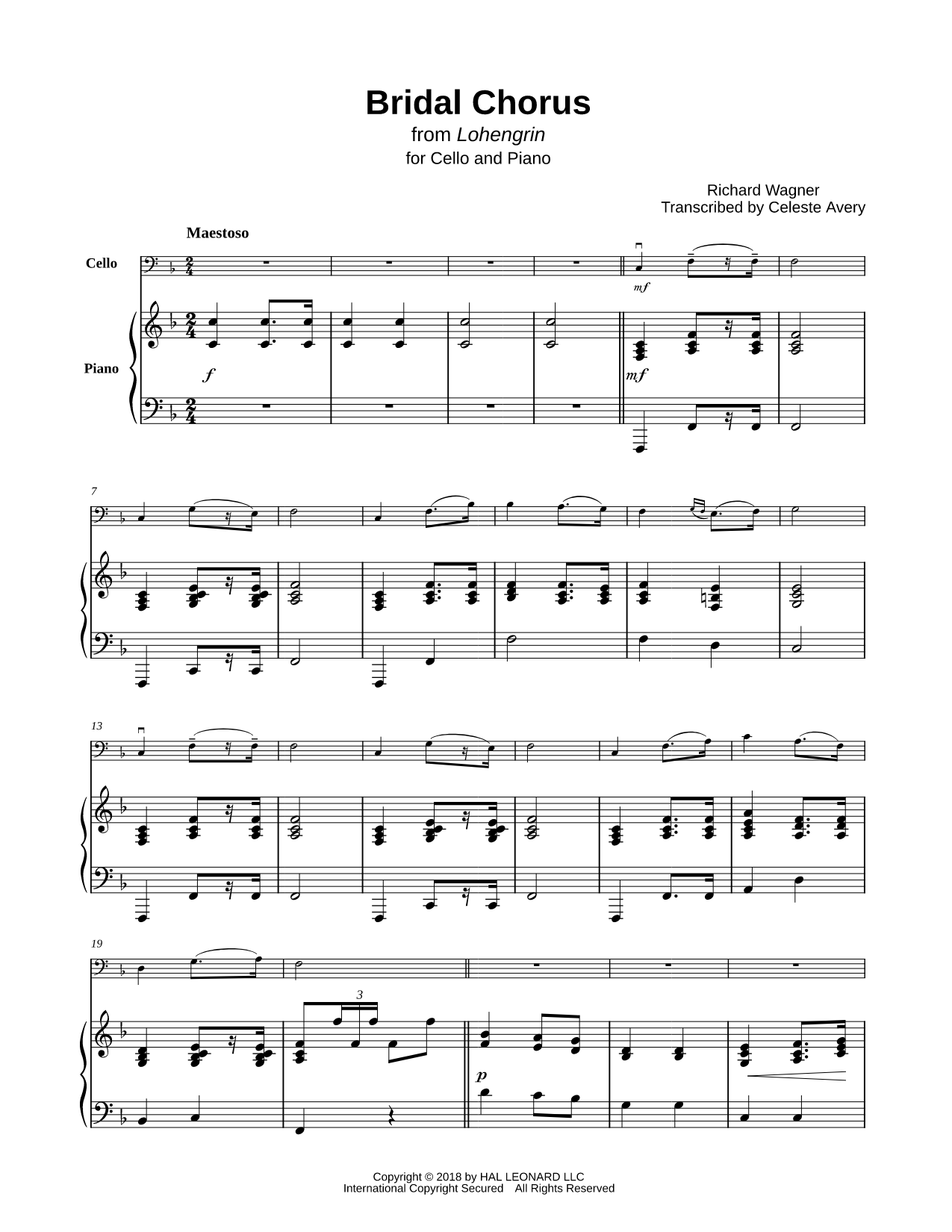 Bridal Chorus from Lohengrin - Cello & Piano