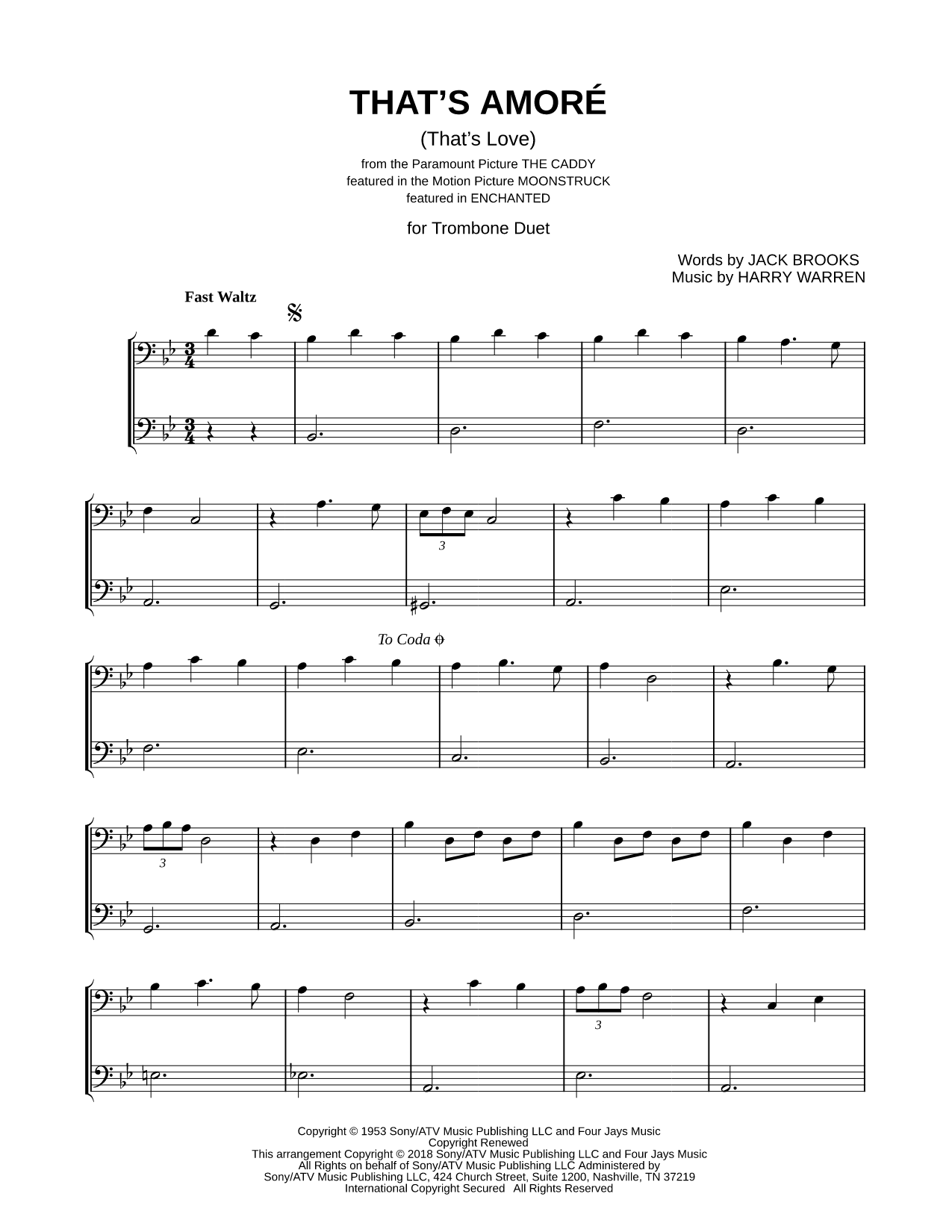 That's Amore - Trombone Duet