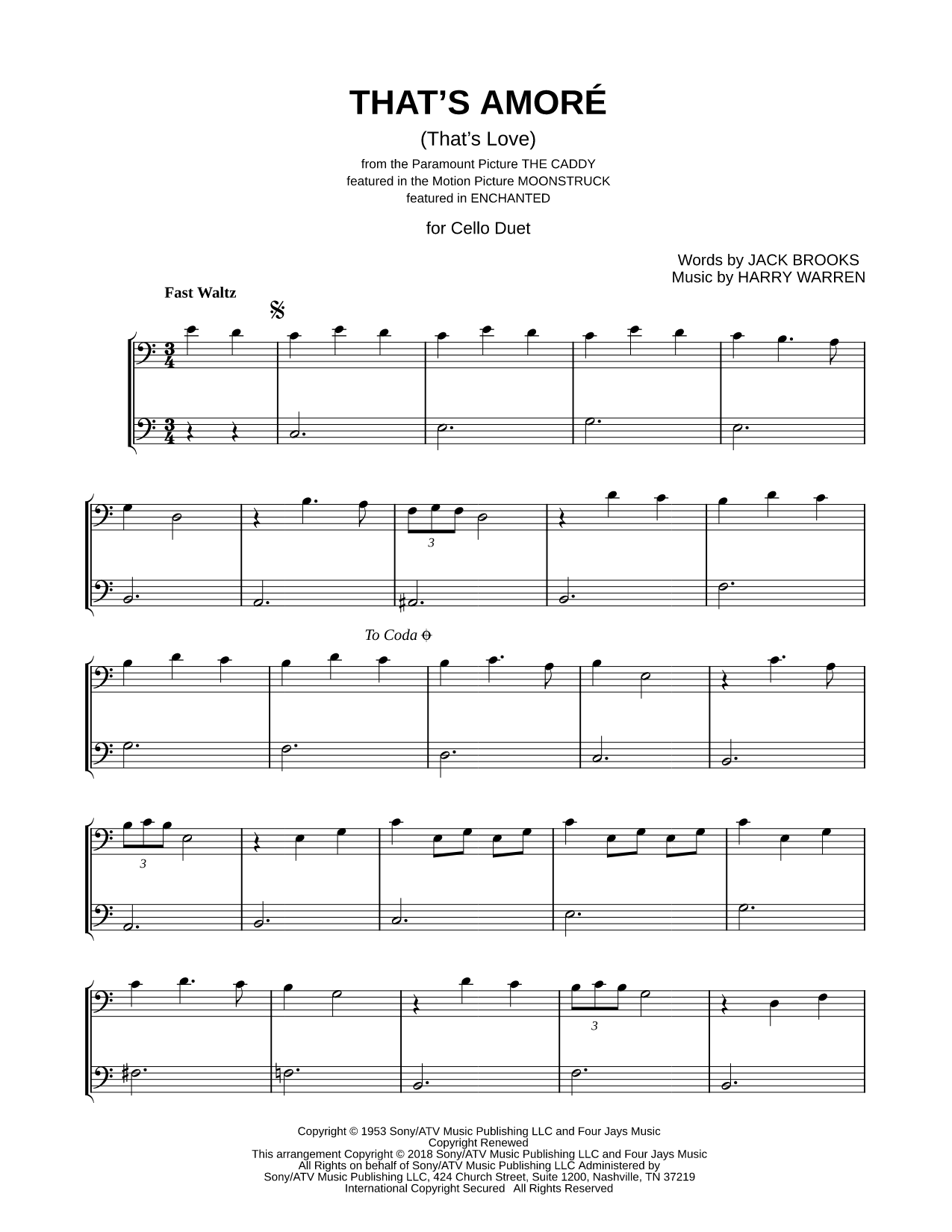 That's Amore - Cello Duet