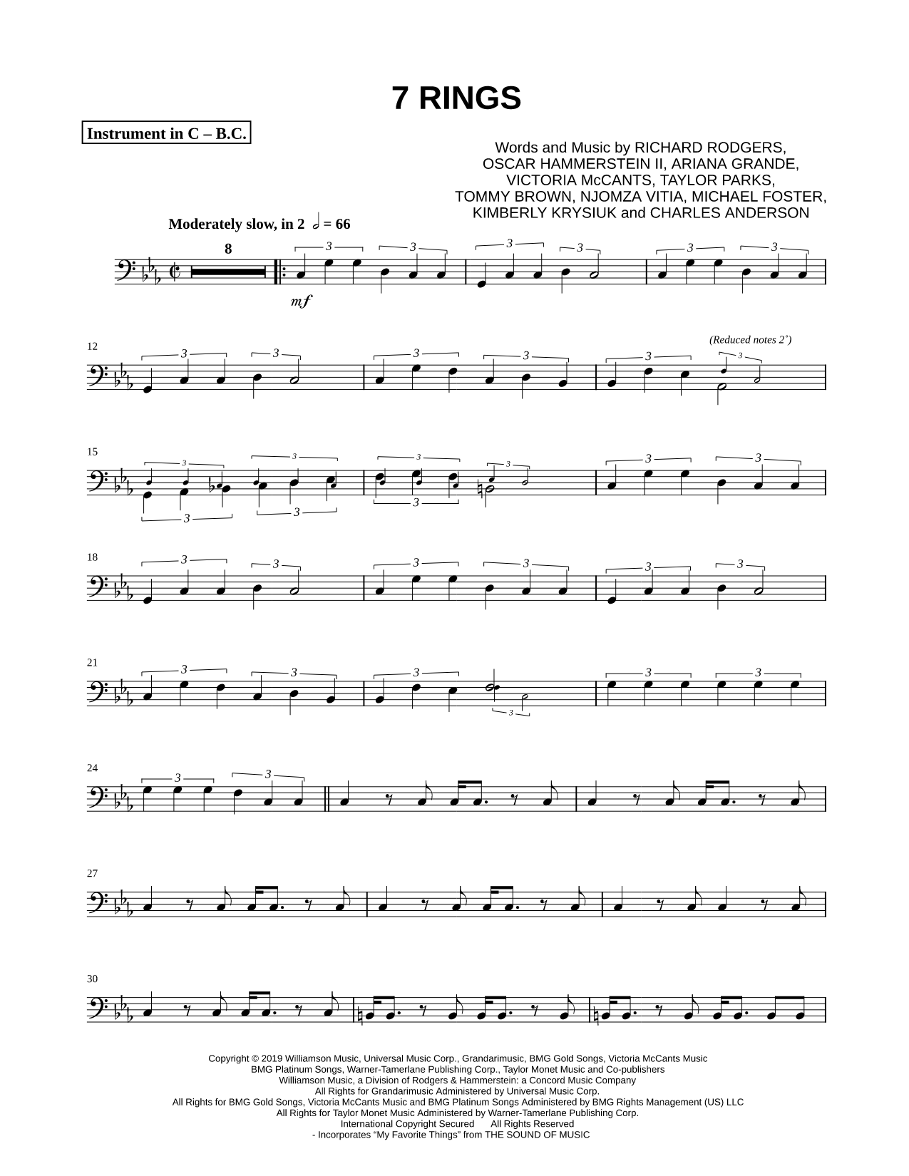 7 rings - Bass Clef Instrument