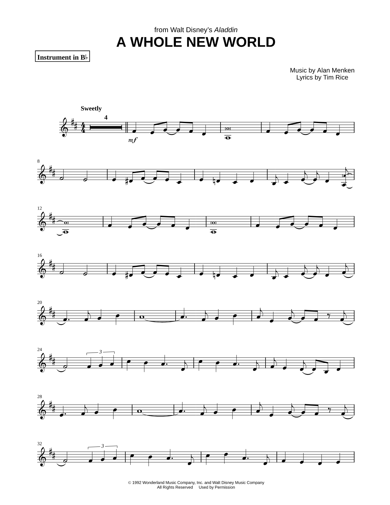 A Whole New World - Bb Instrument