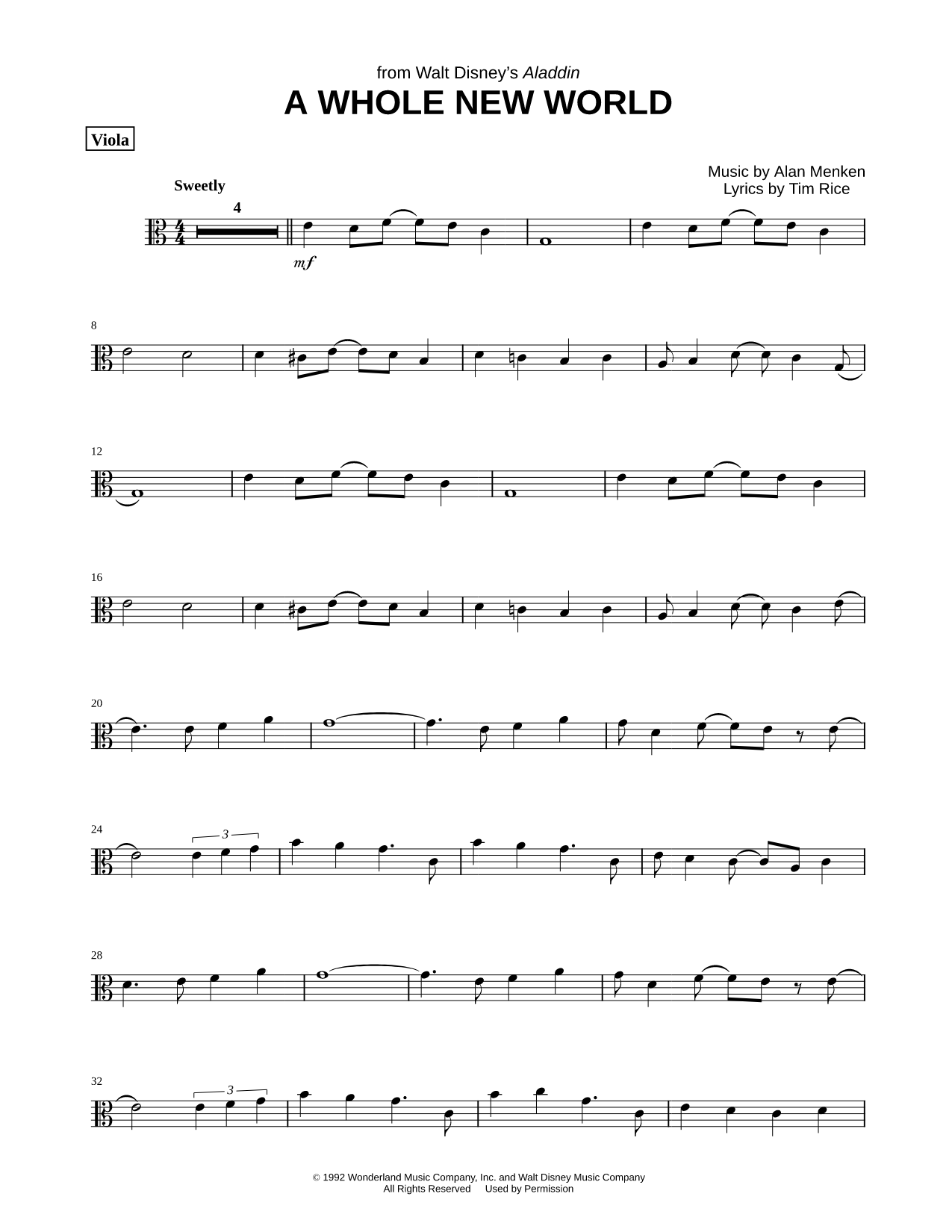 A Whole New World - Viola