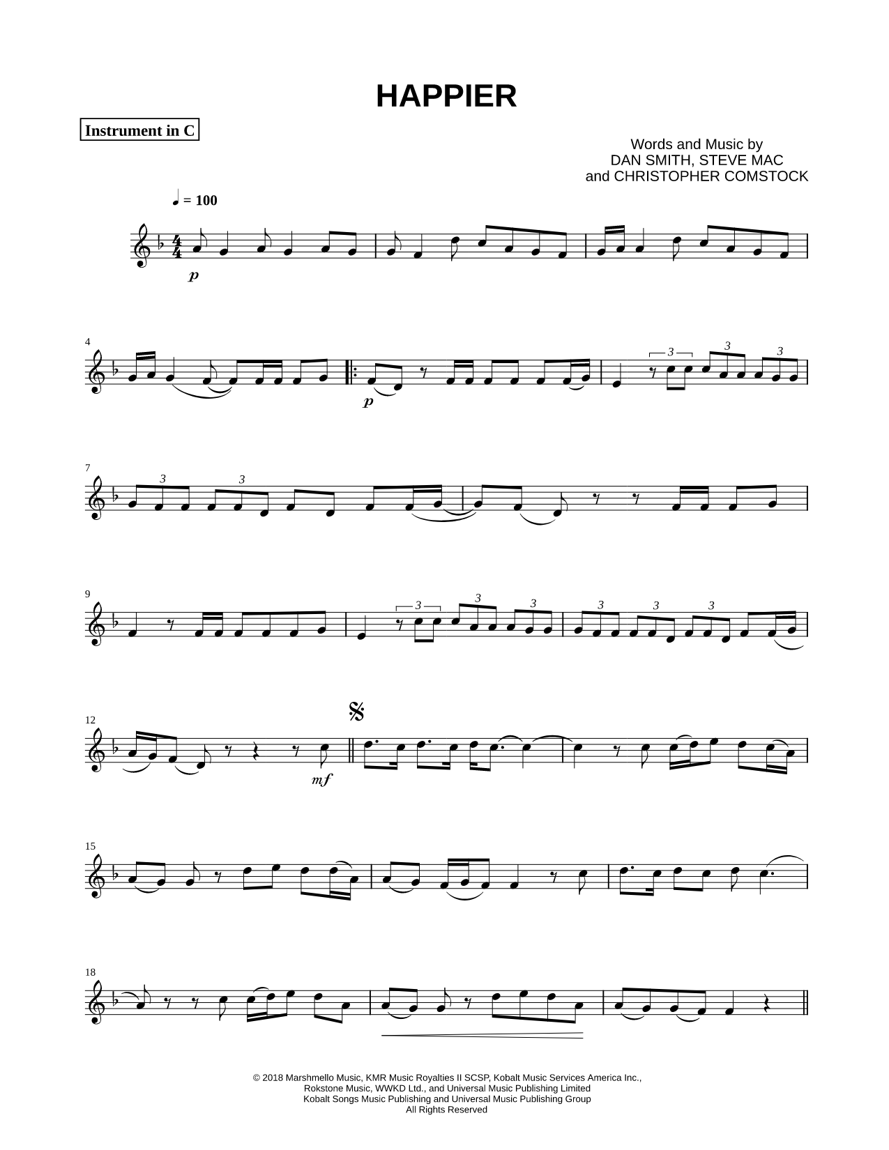 Happier - C Instrument