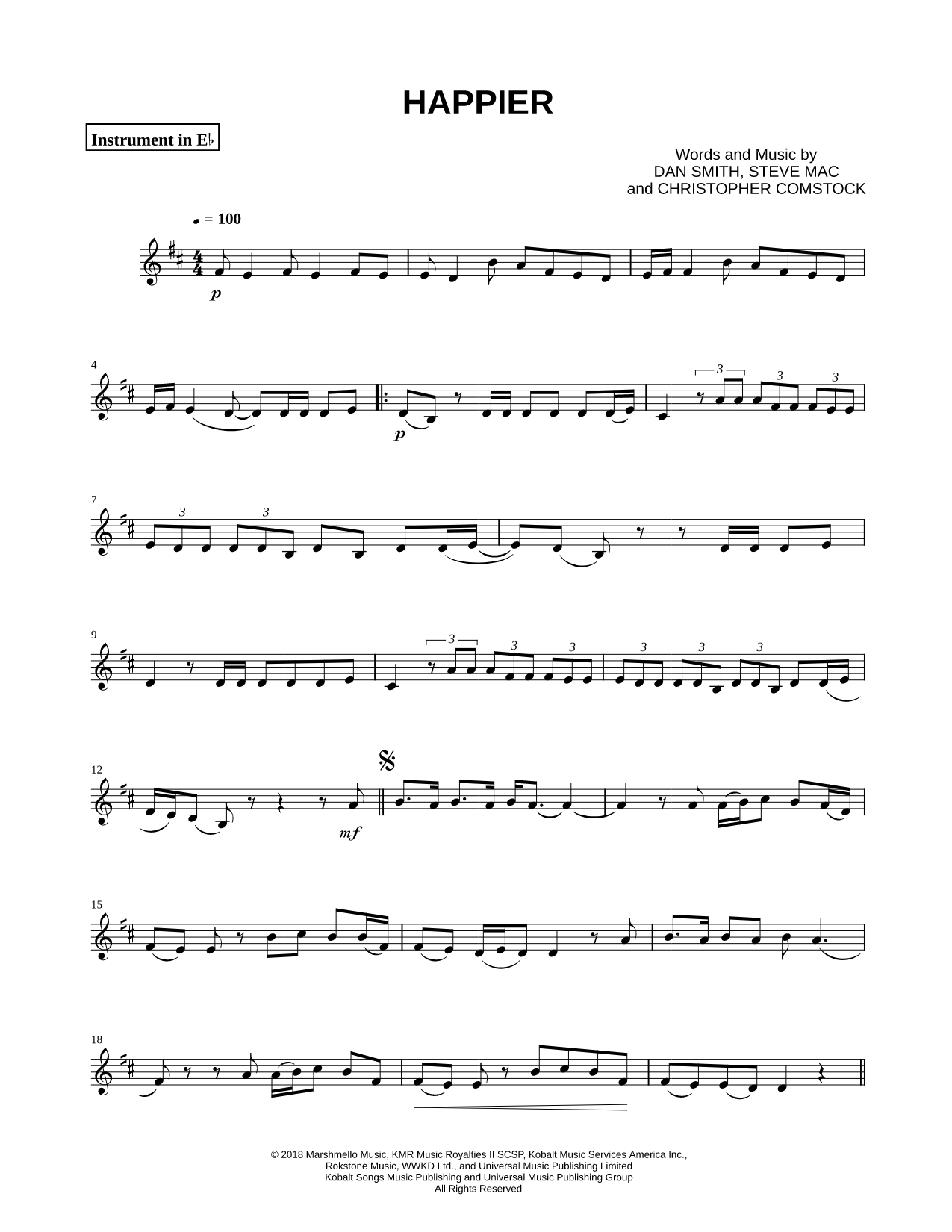 Happier - Eb Instrument