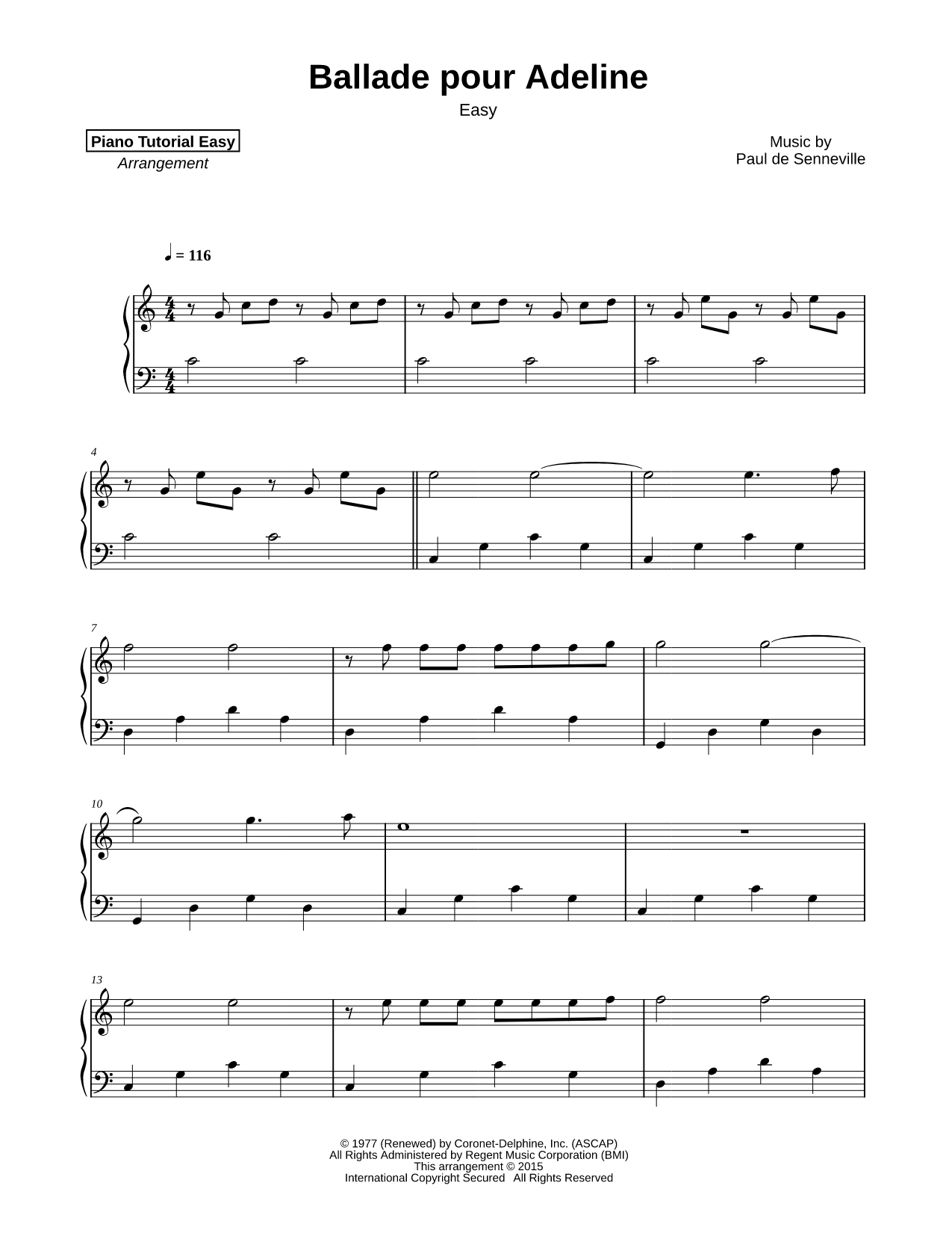 Ballade pour Adeline [easy]