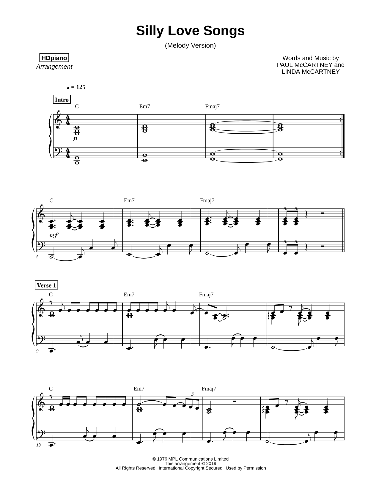 Silly Love Songs [melody version]
