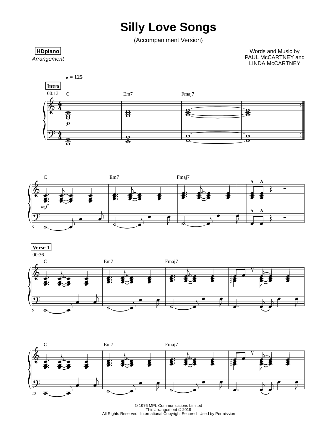 Silly Love Songs [accompaniment version]