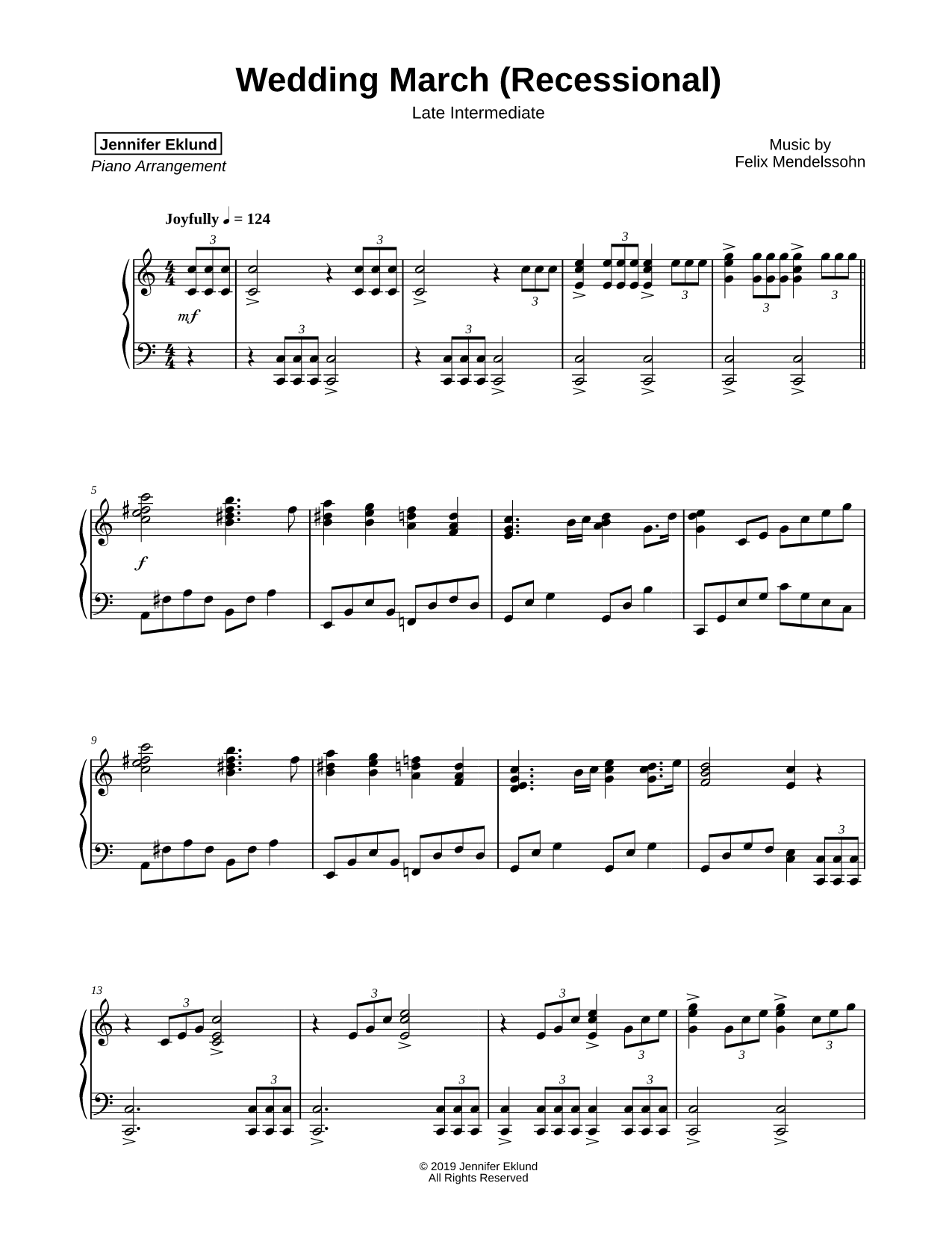 Wedding March from A Midsummer Night's Dream [late intermediate]