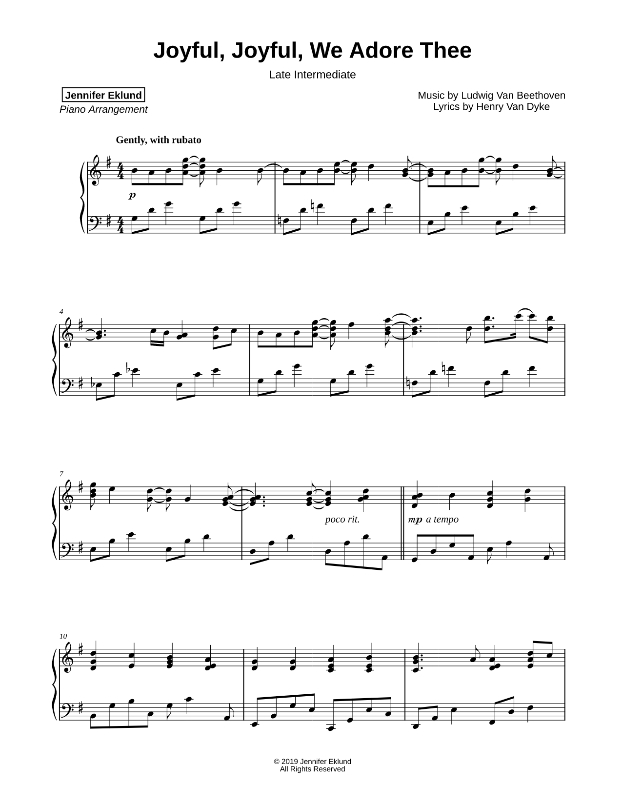 Joyful, Joyful, We Adore Thee [late intermediate]