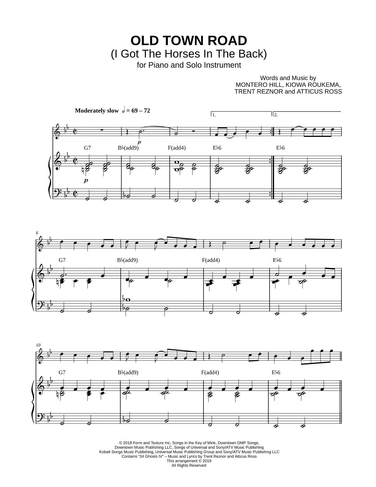 Old Town Road - Piano Accompaniment