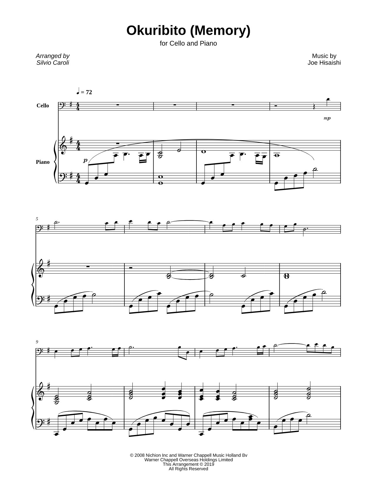 Okuribito (Memory) - Cello & Piano