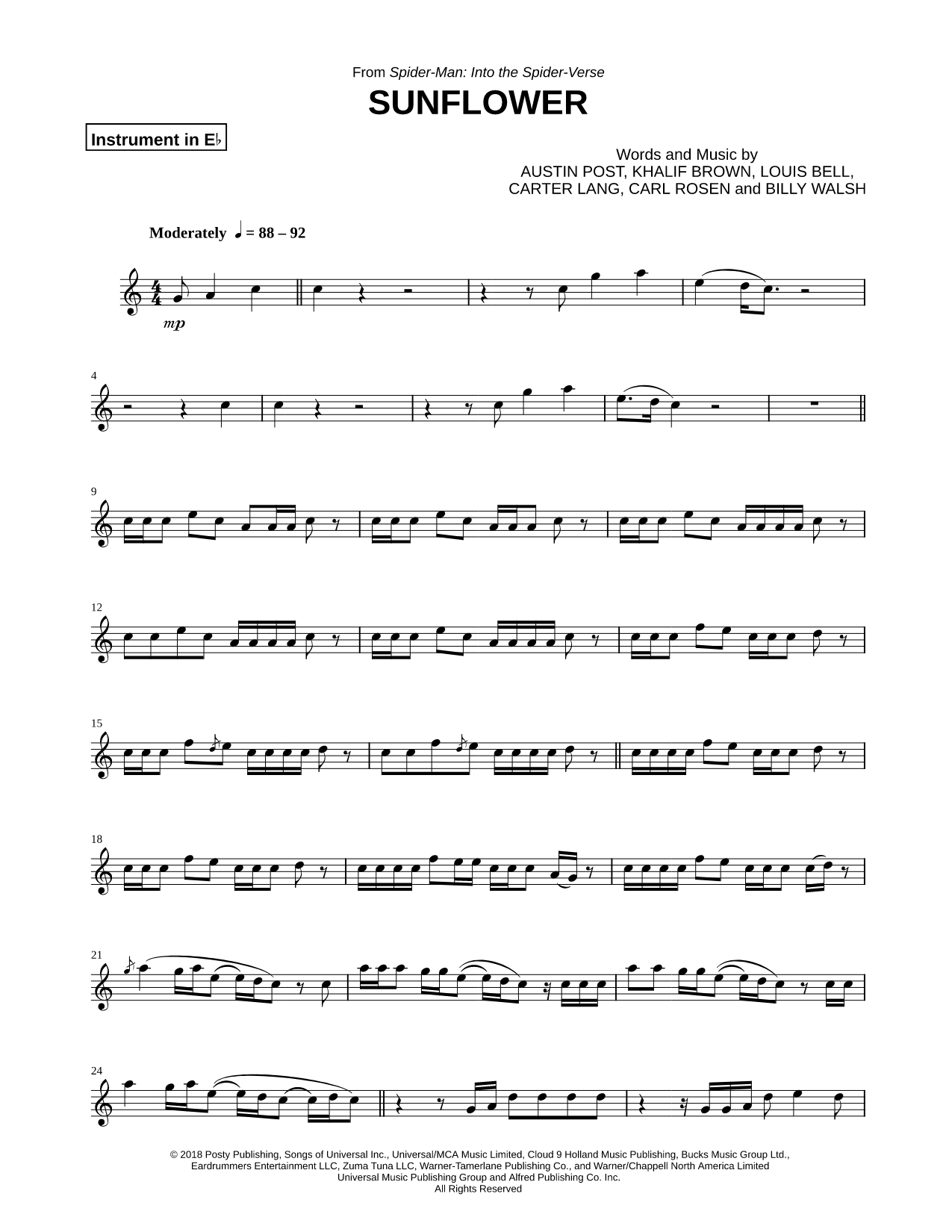 Sunflower - Eb Instrument