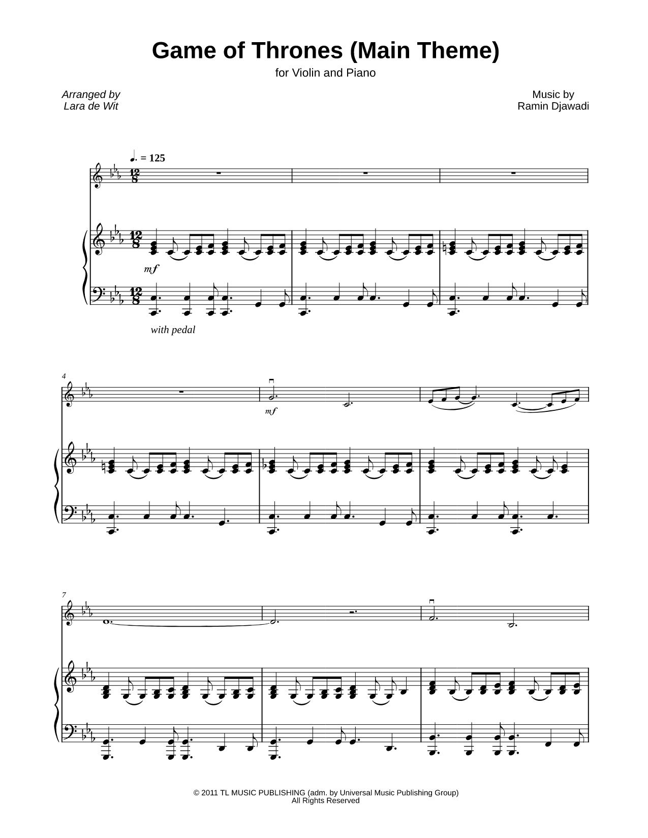 Game of Thrones (Main Theme) - Violin & Piano