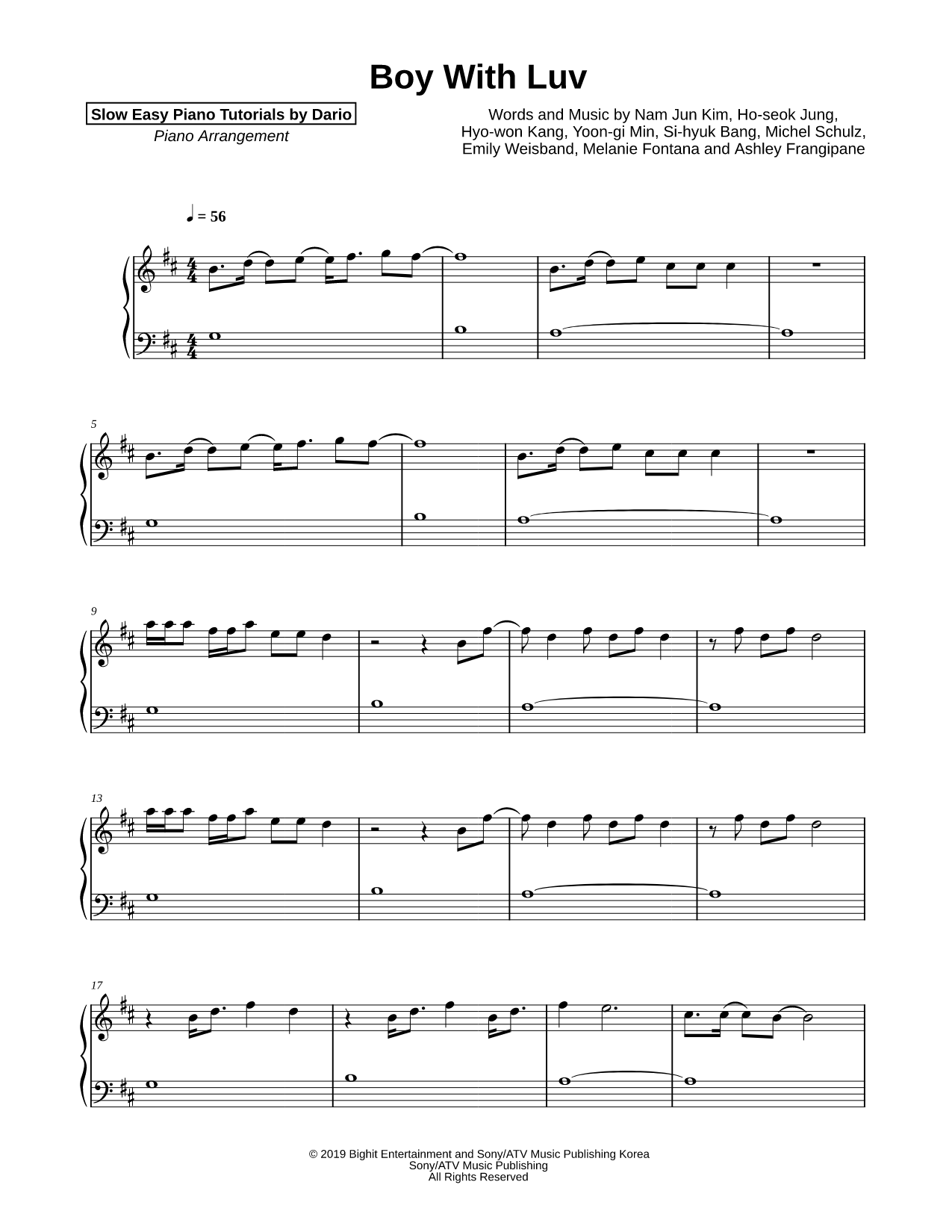 Boy with Luv [Slow Easy Piano Tutorial]