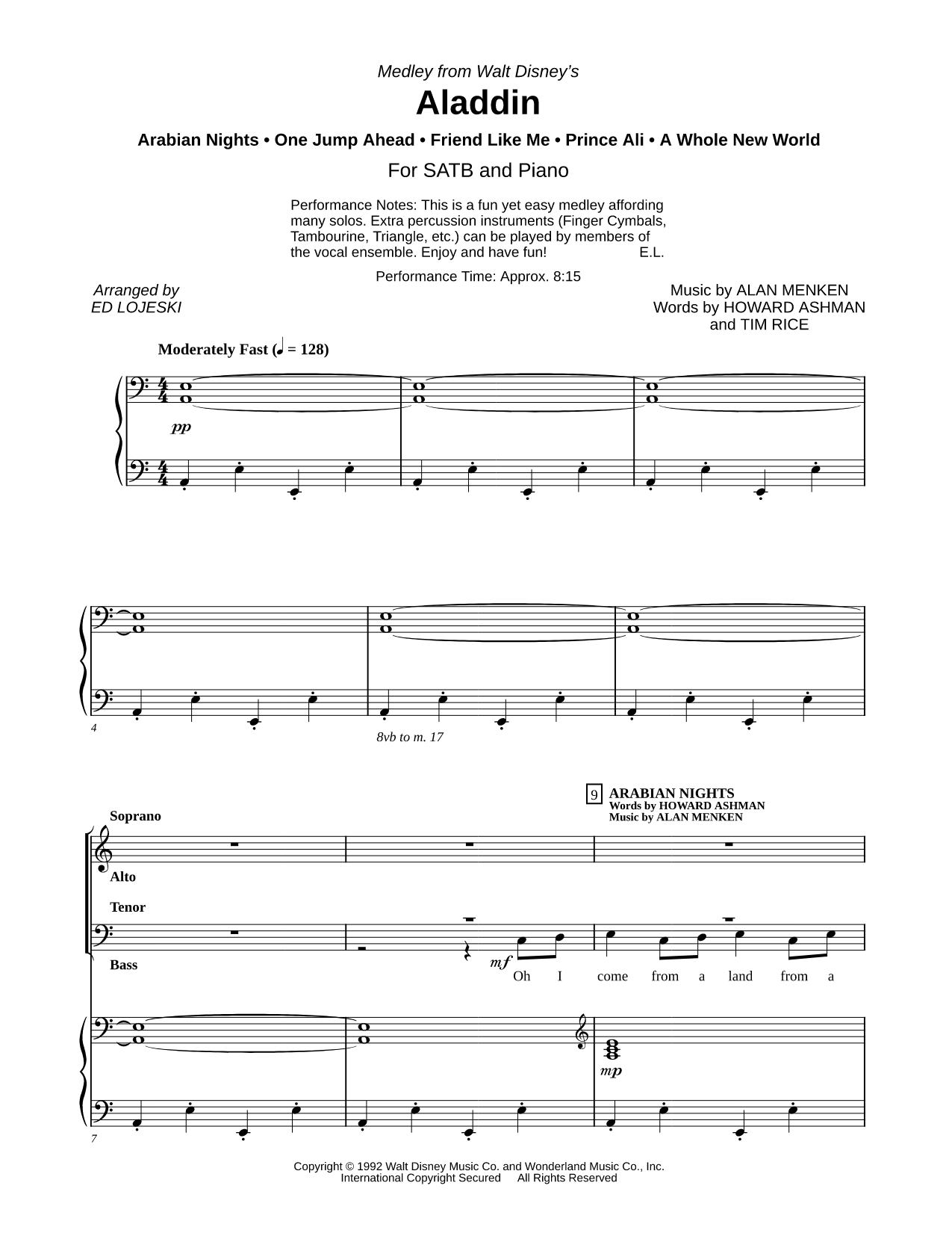 Medley from Walt Disney's Aladdin