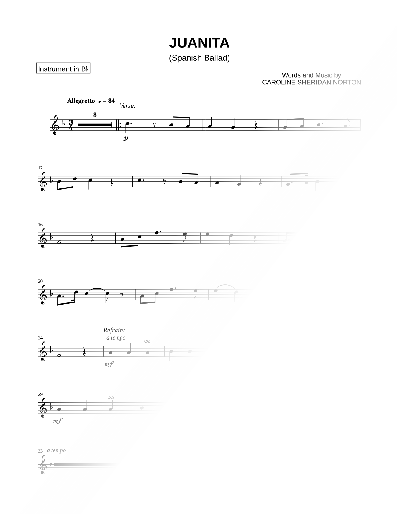 Juanita - Bb Instrument