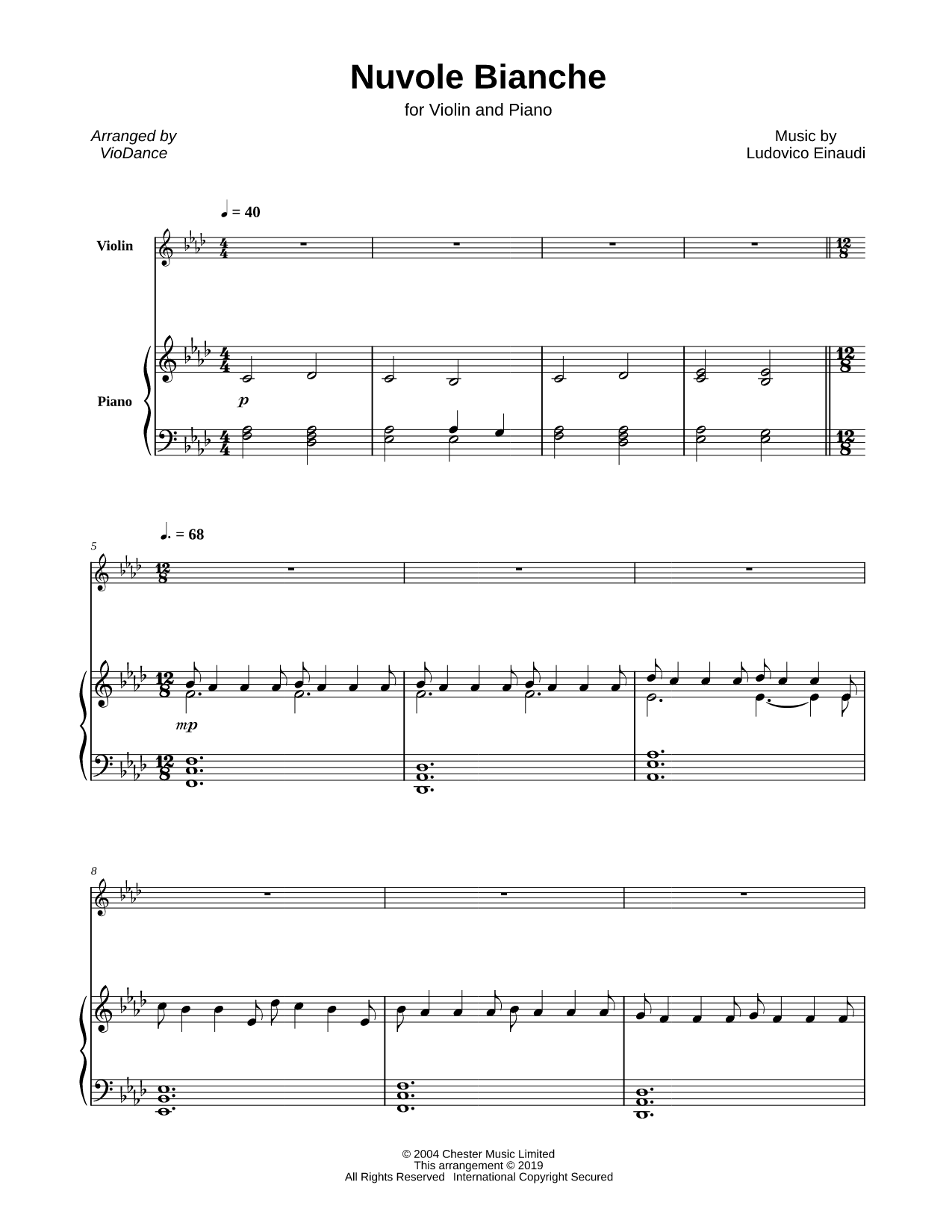 Nuvole Bianche - Violin & Piano