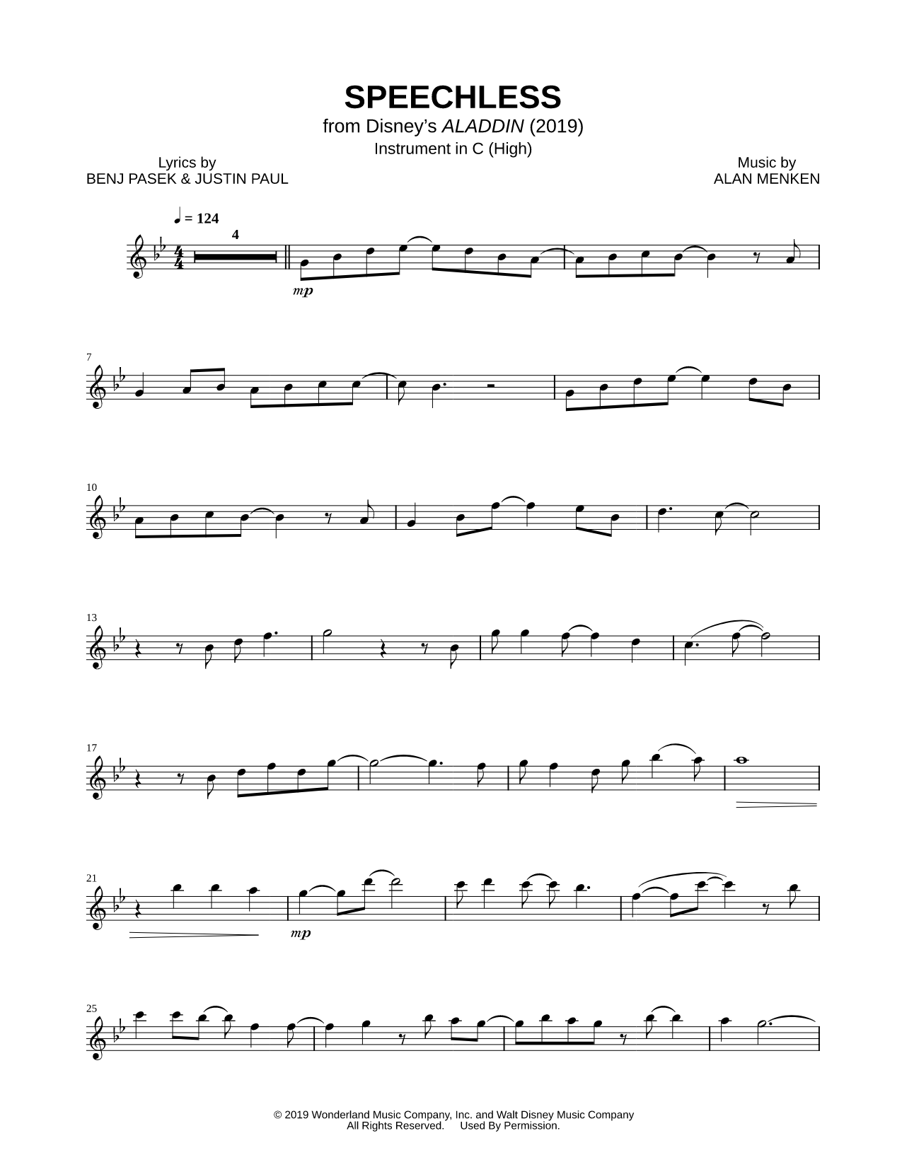 Speechless - C Instrument (High)