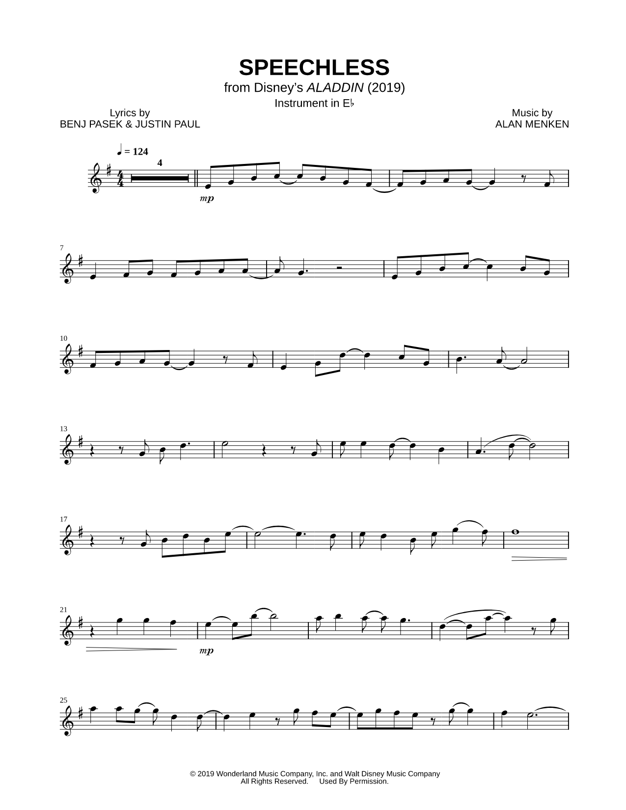 Speechless - Eb Instrument